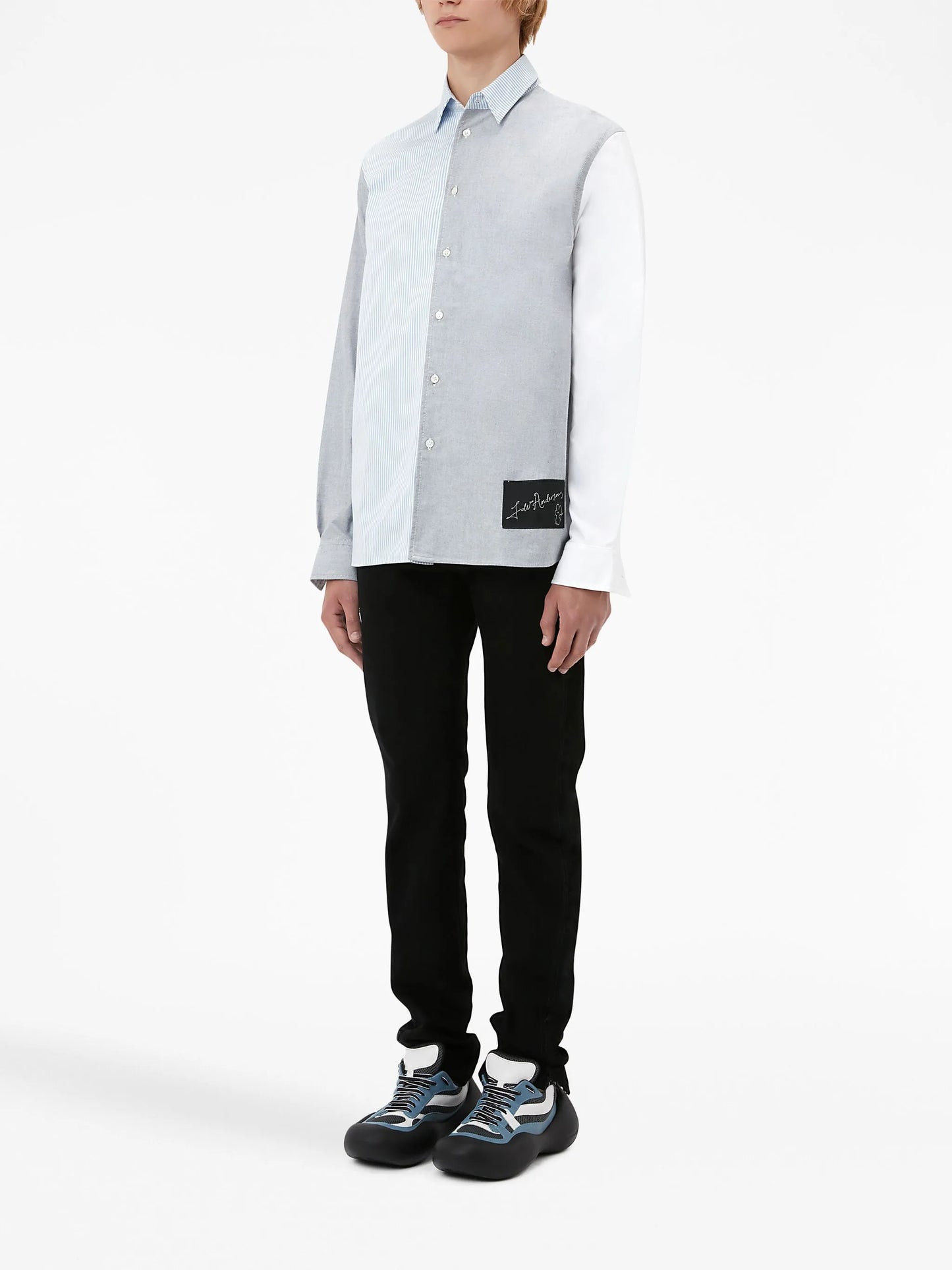 patchwork-design cotton shirt