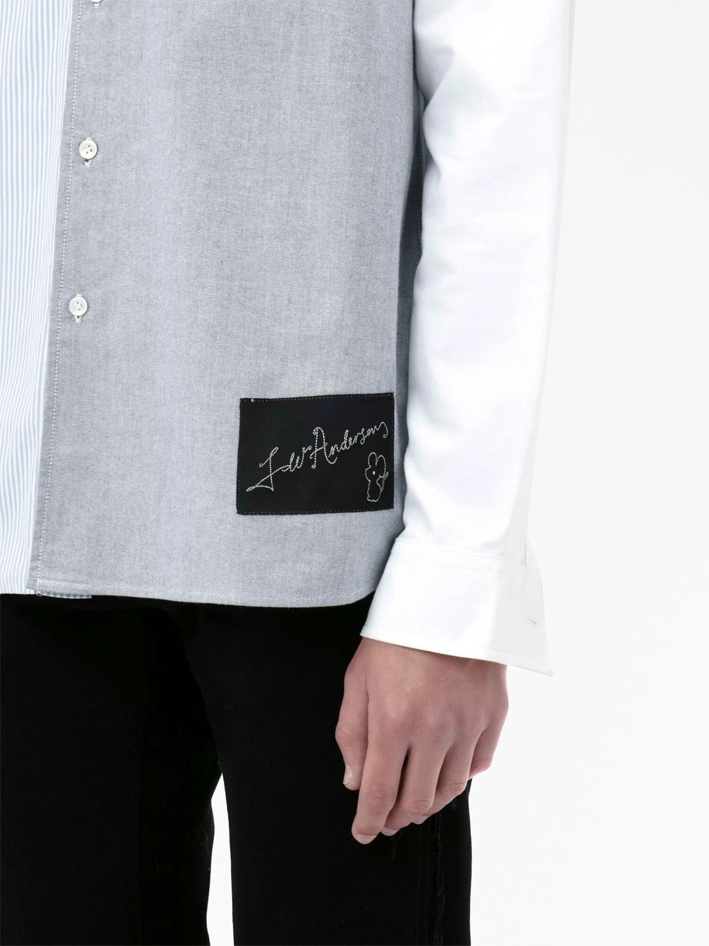 patchwork-design cotton shirt