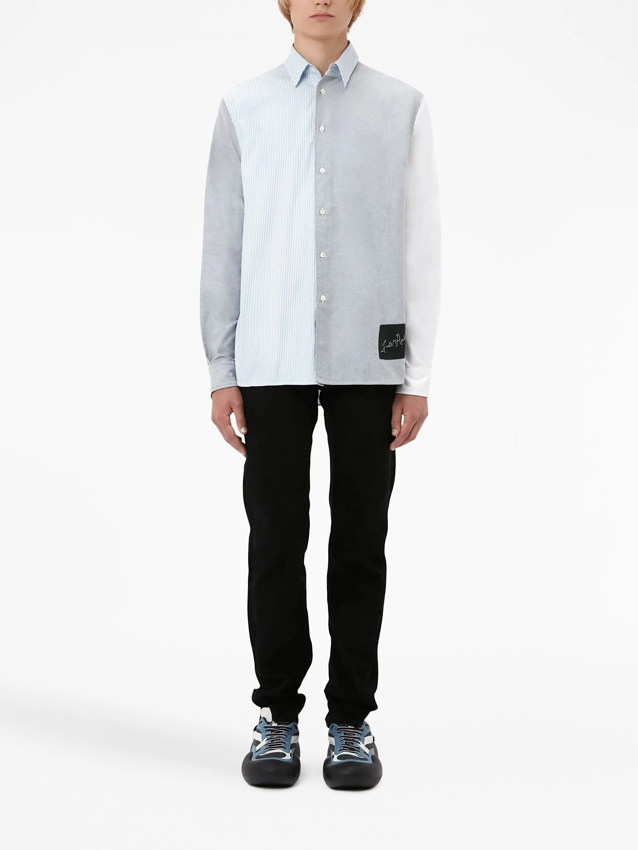 patchwork-design cotton shirt