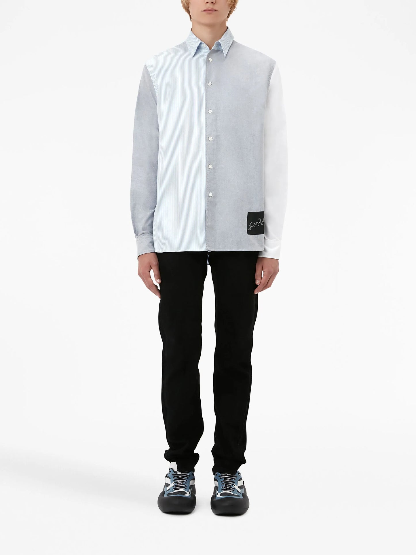 patchwork-design cotton shirt