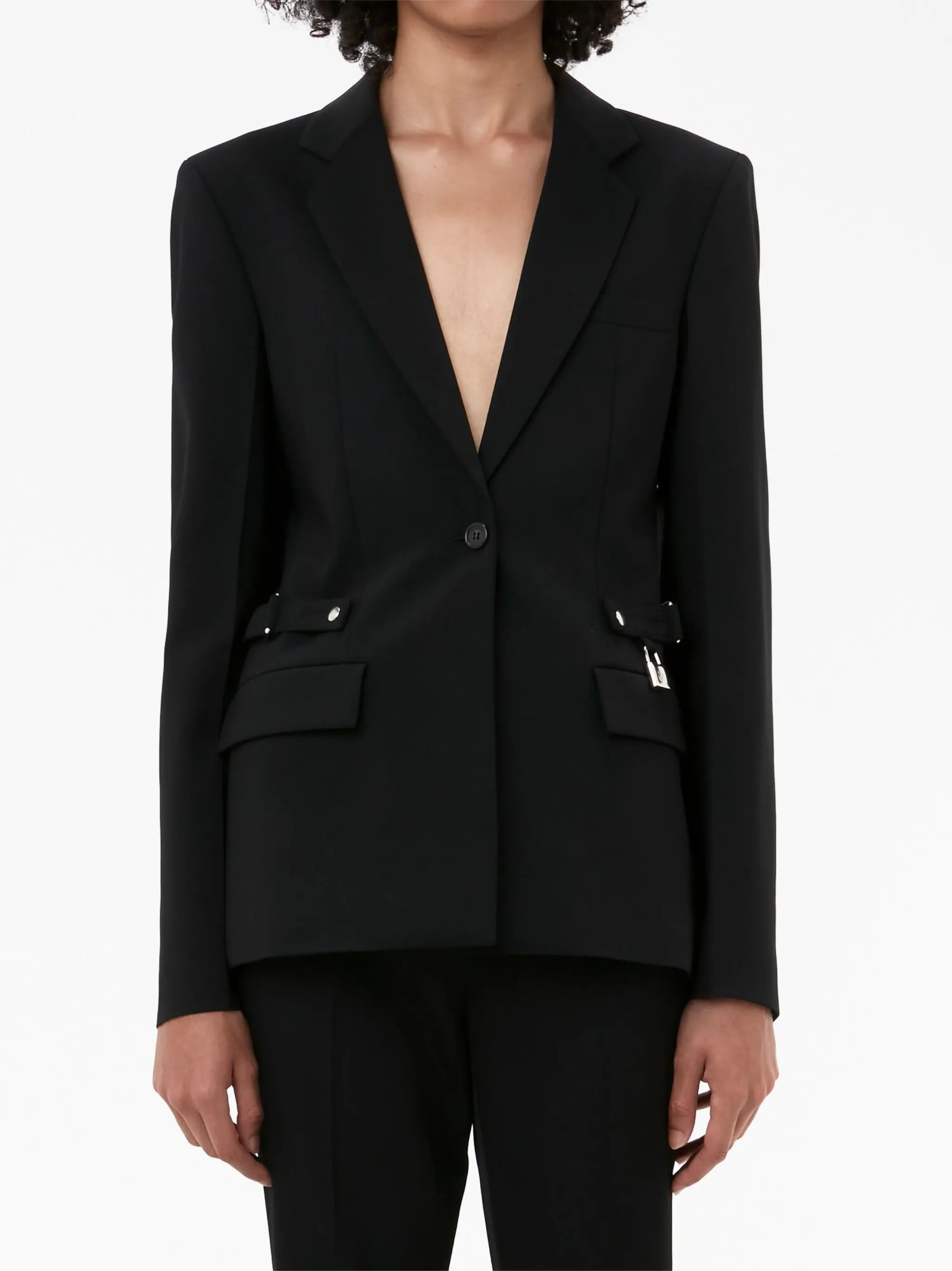 padlock-detail single-breasted blazer