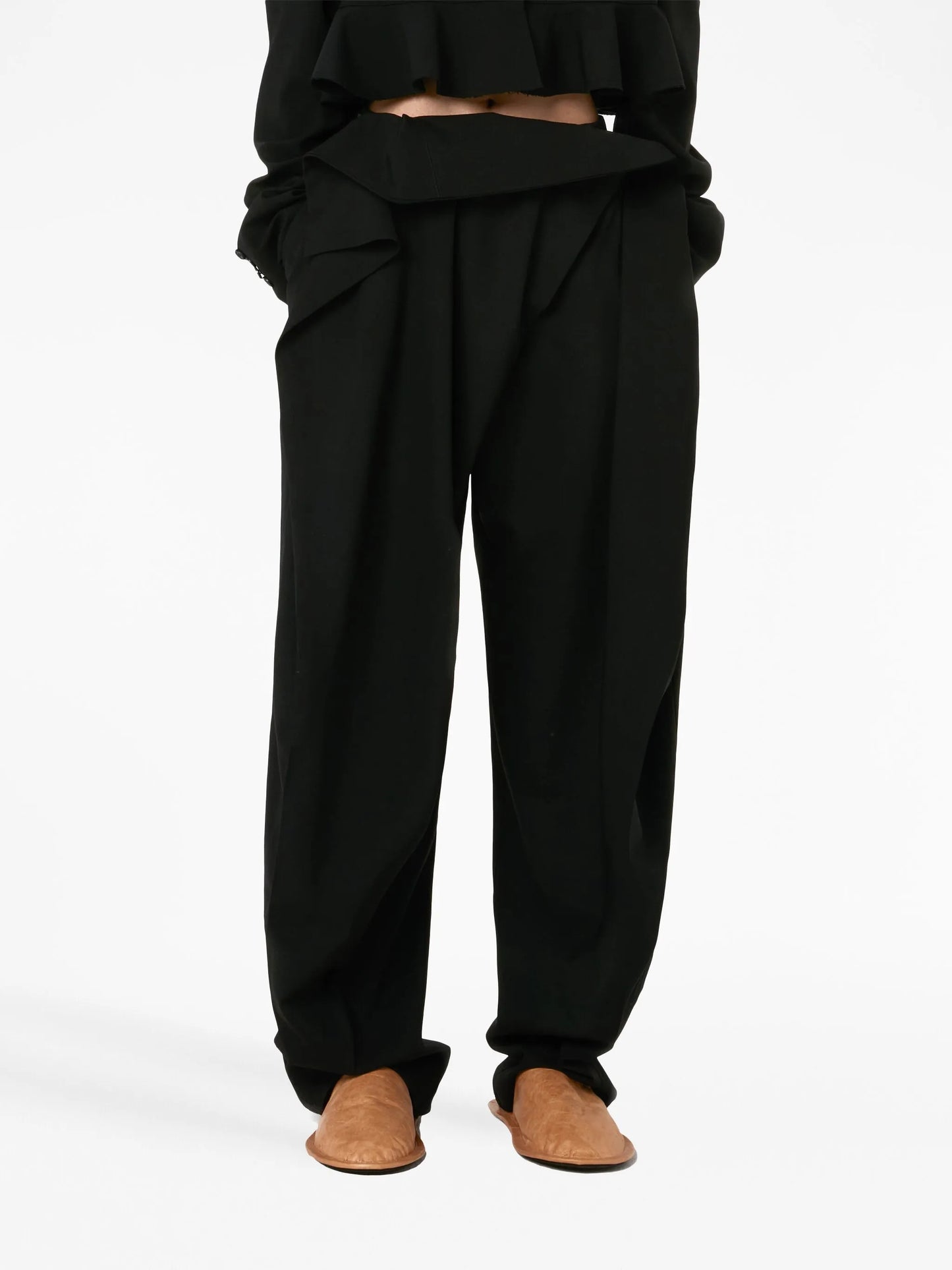 fold-over tapered trousers
