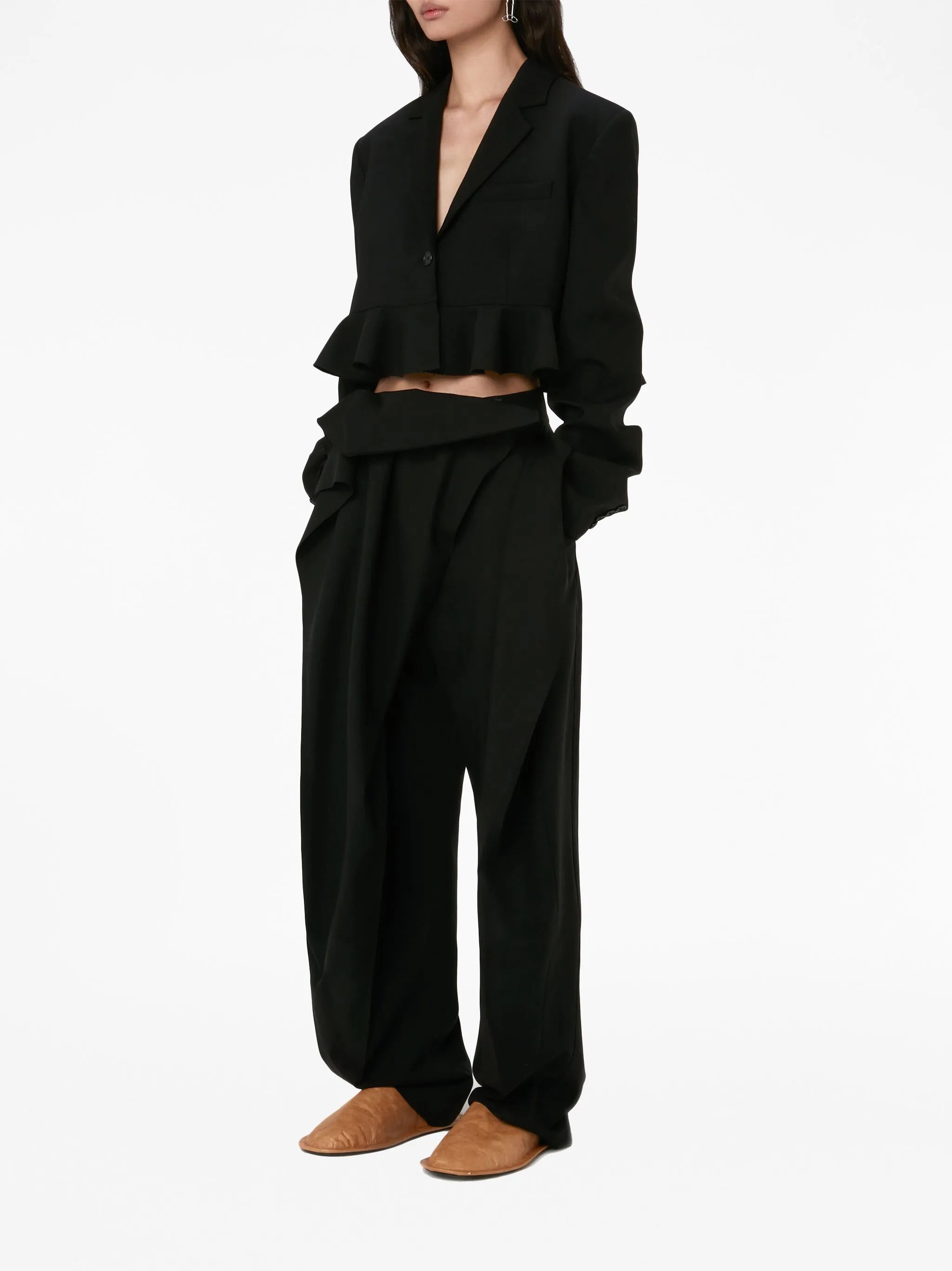 fold-over tapered trousers