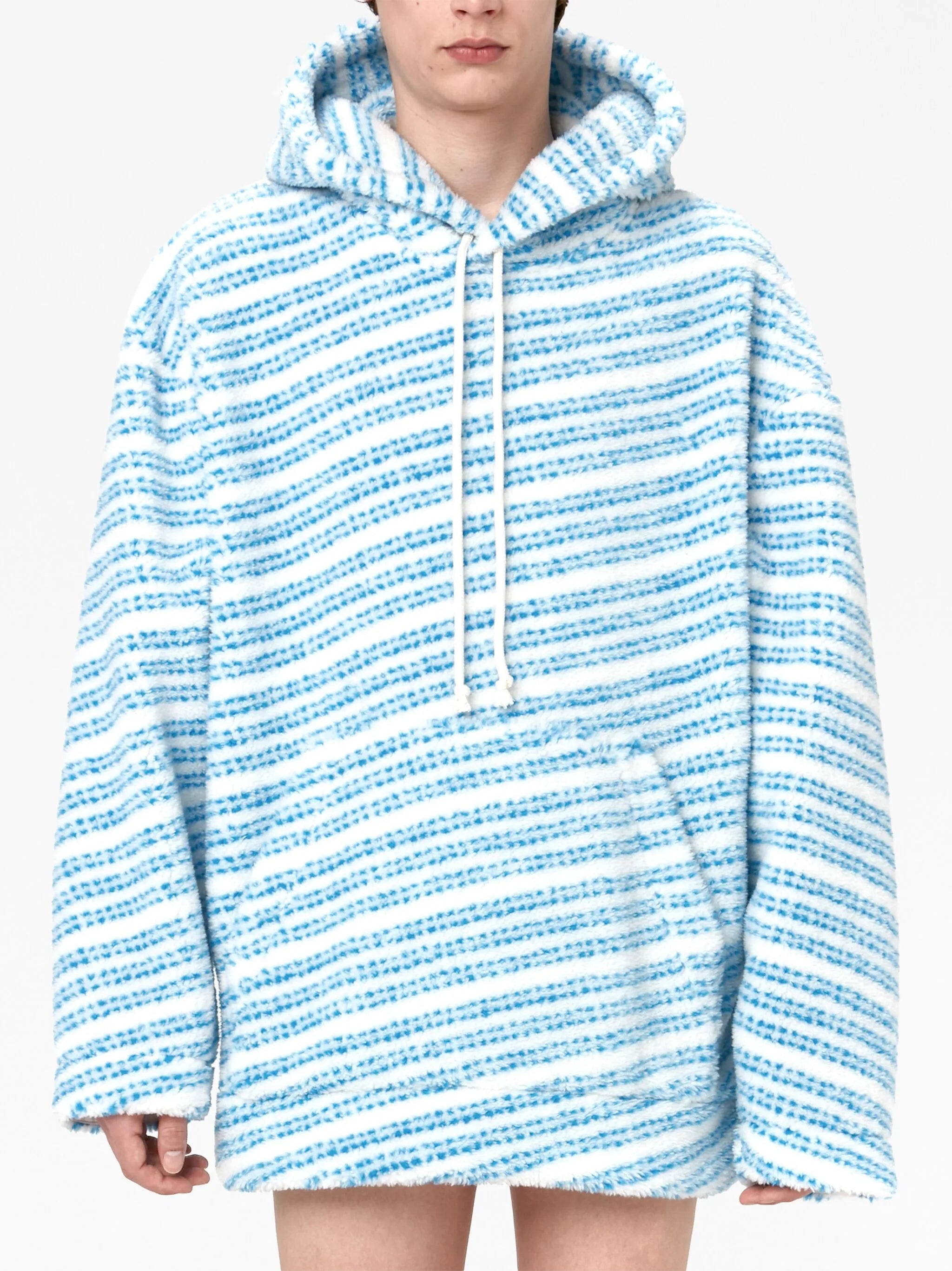 oversized striped fleece hoodie
