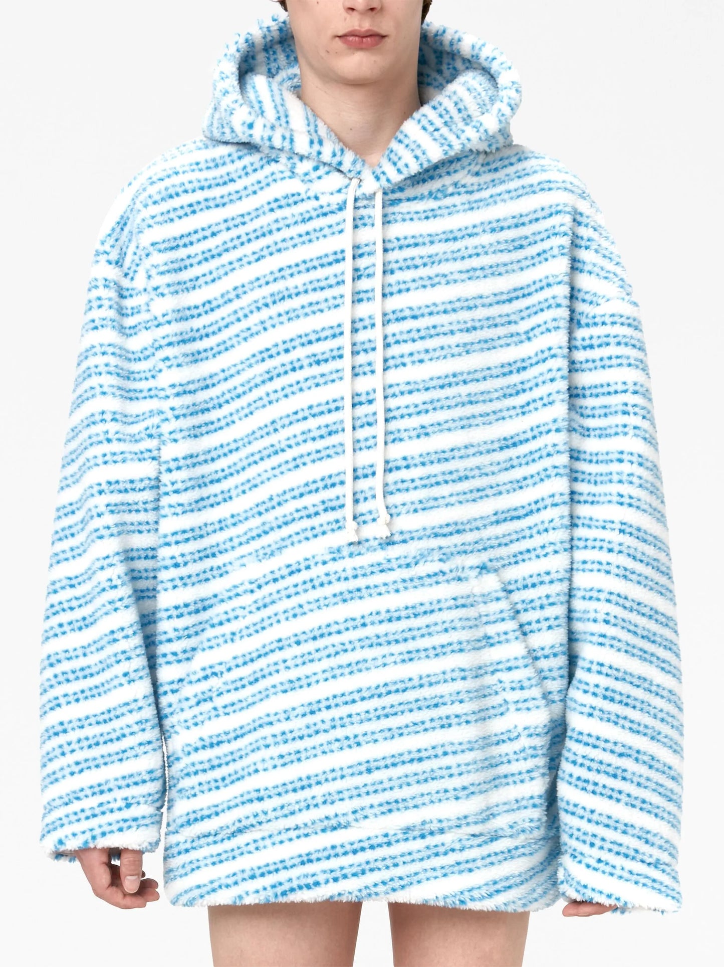 oversized striped fleece hoodie