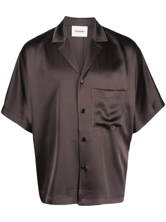cuban-collar self-tie shirt