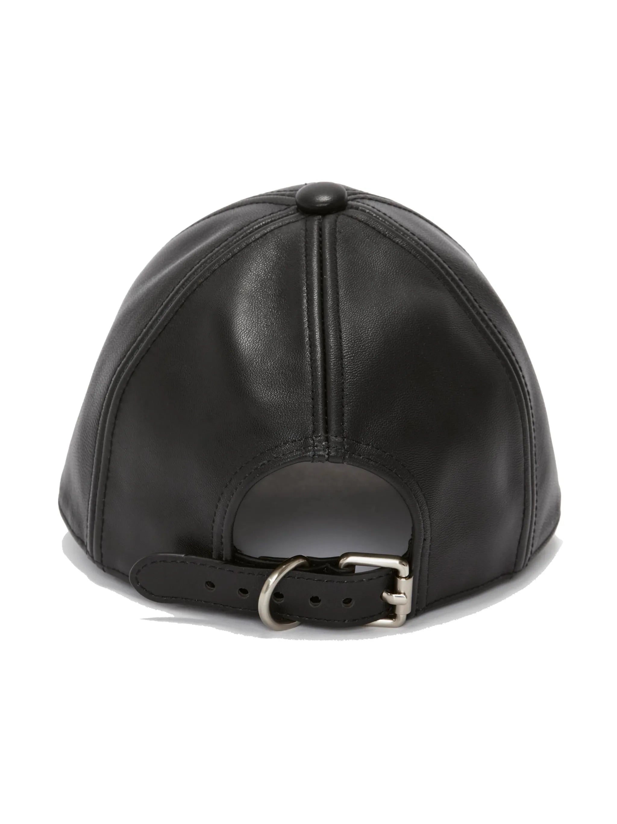 logo-embroidered leather cap