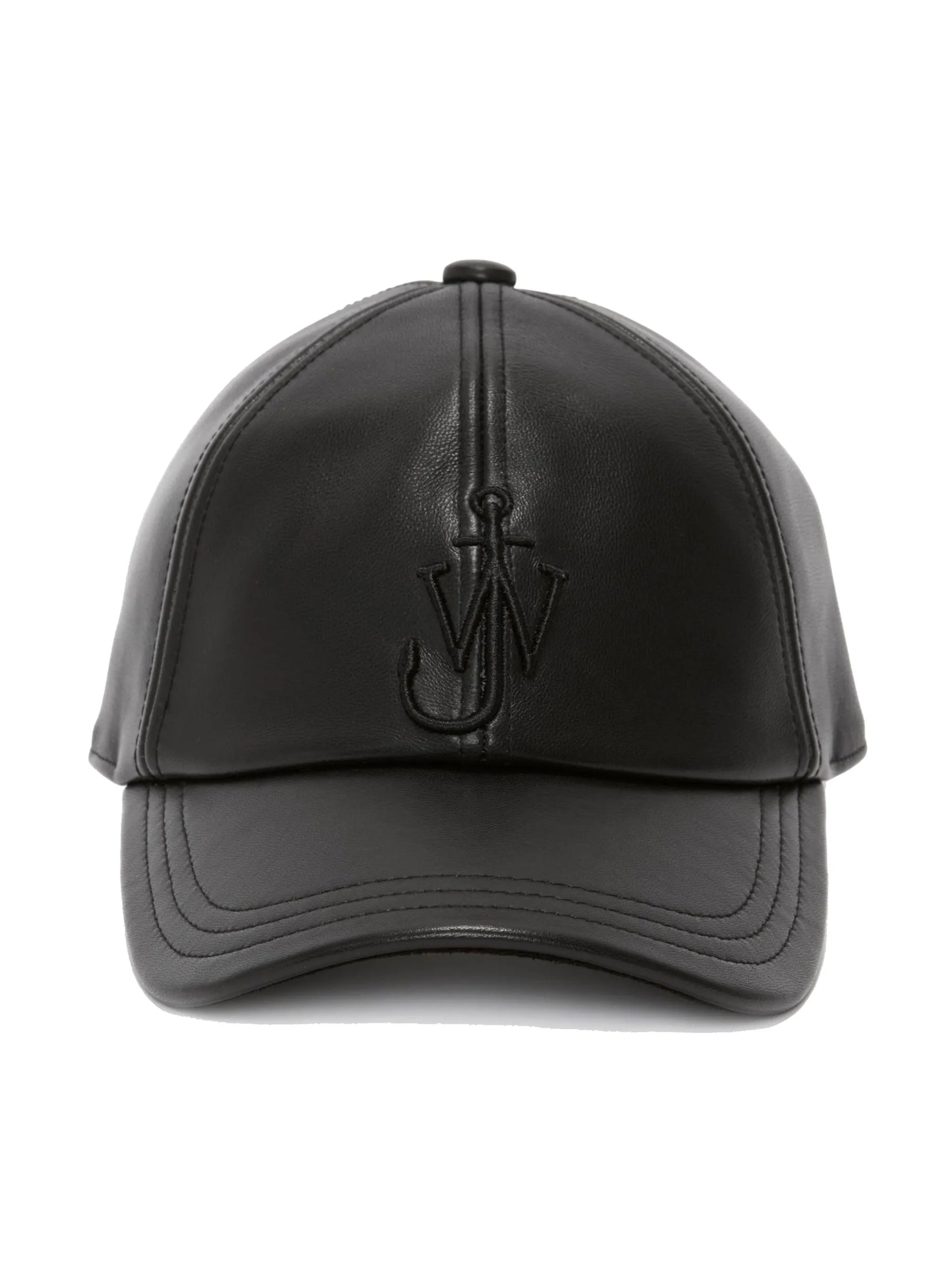 logo-embroidered leather cap