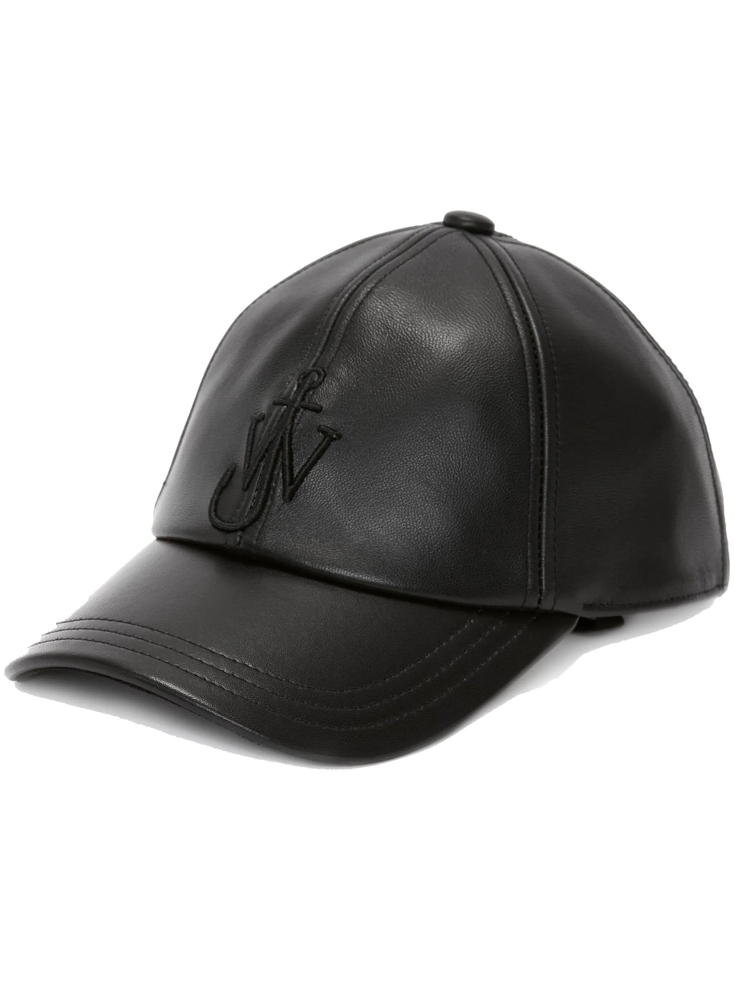 logo-embroidered leather cap