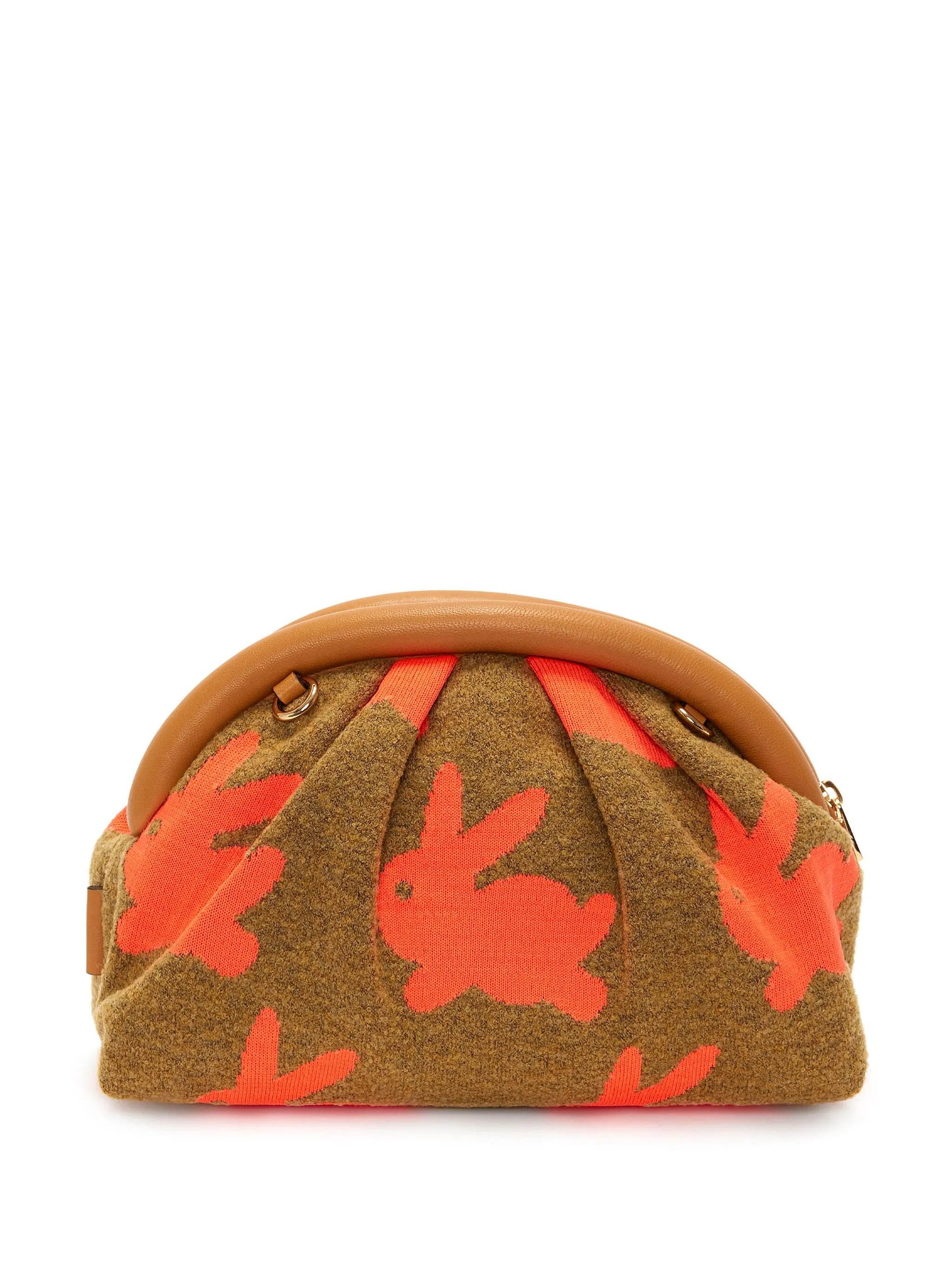 Bumper patterned-intarsia knit clutch bag