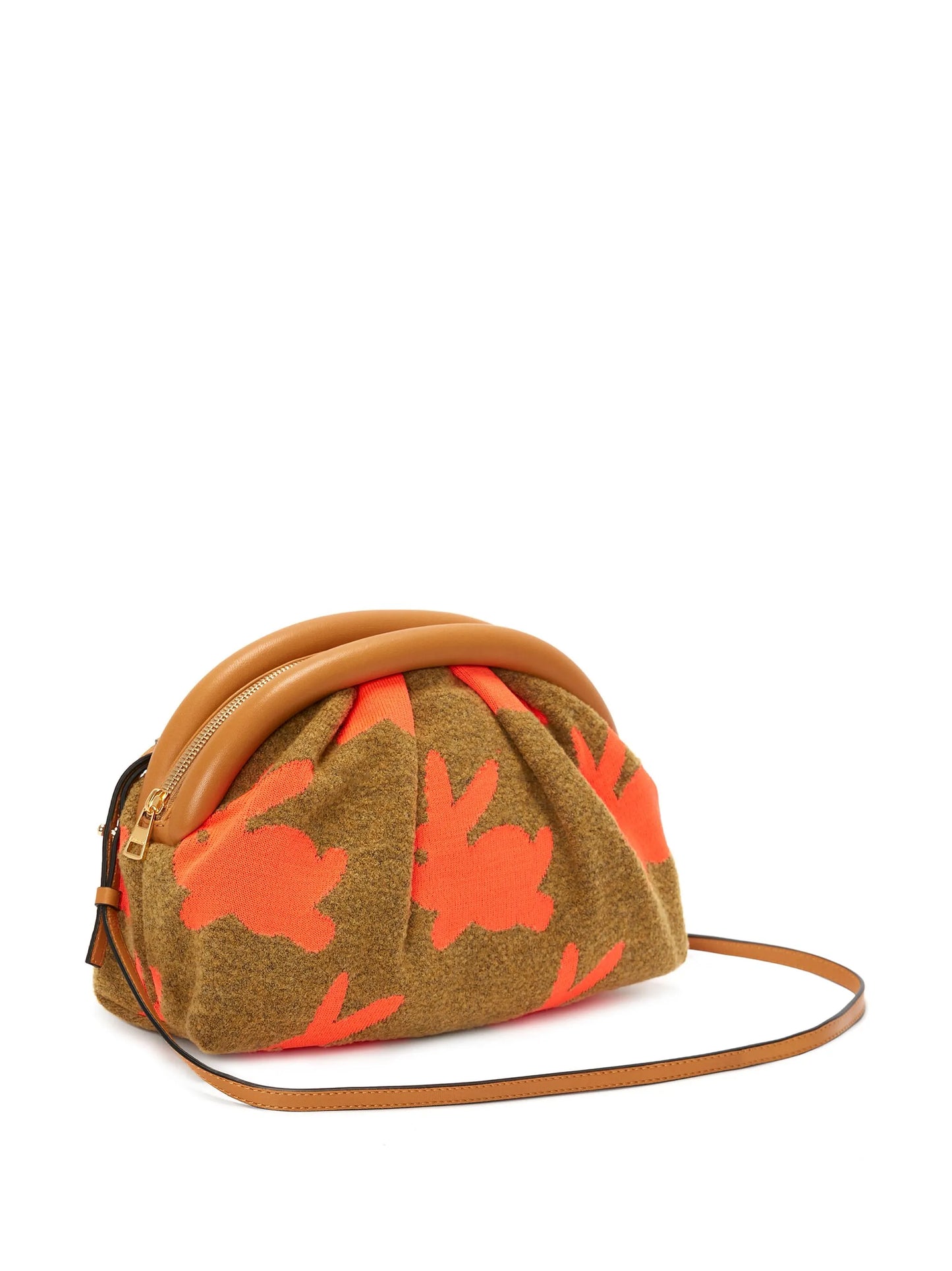 Bumper patterned-intarsia knit clutch bag