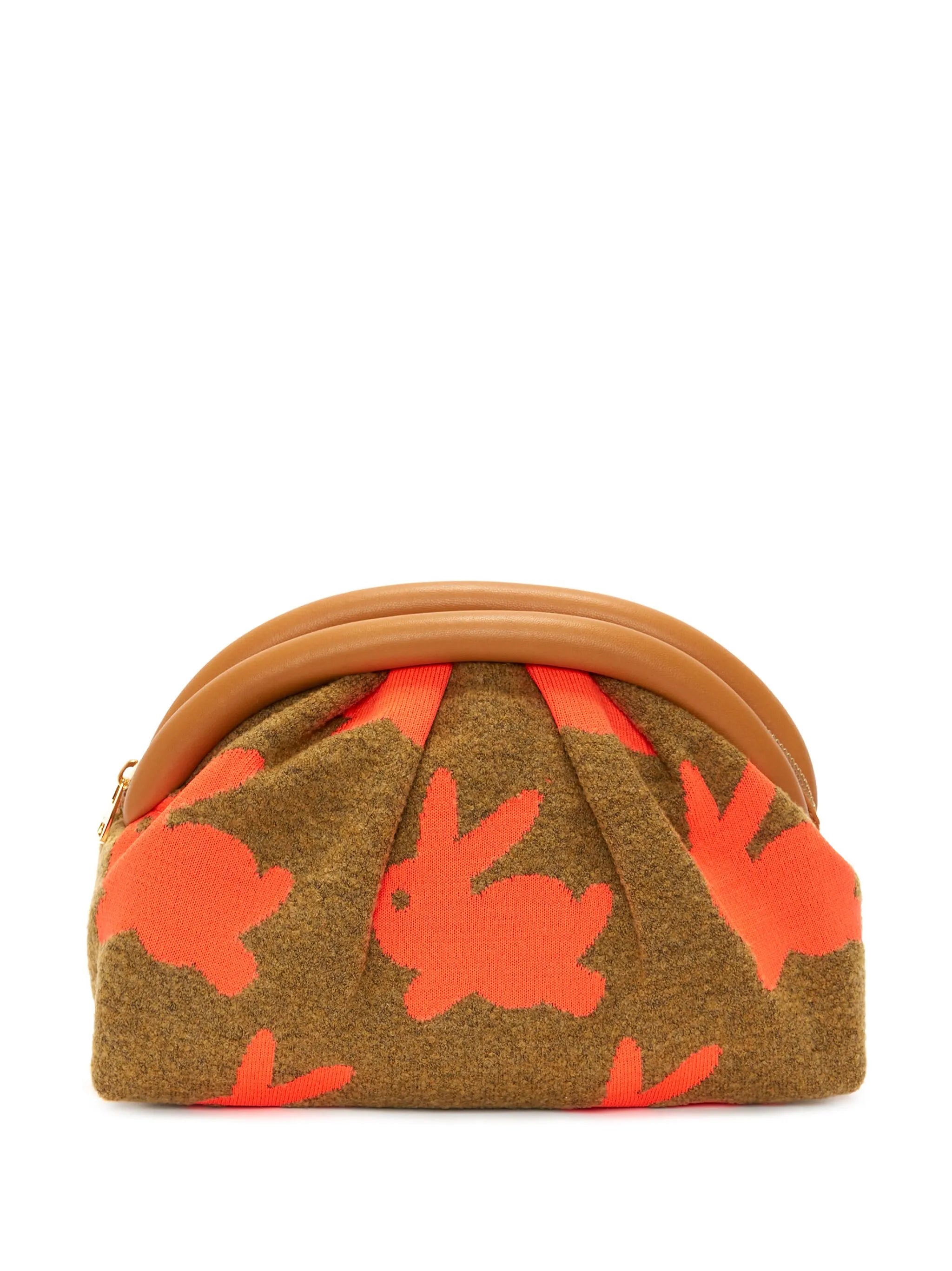 Bumper patterned-intarsia knit clutch bag