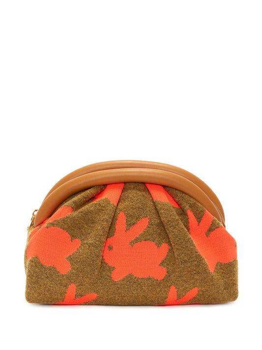 Bumper patterned-intarsia knit clutch bag