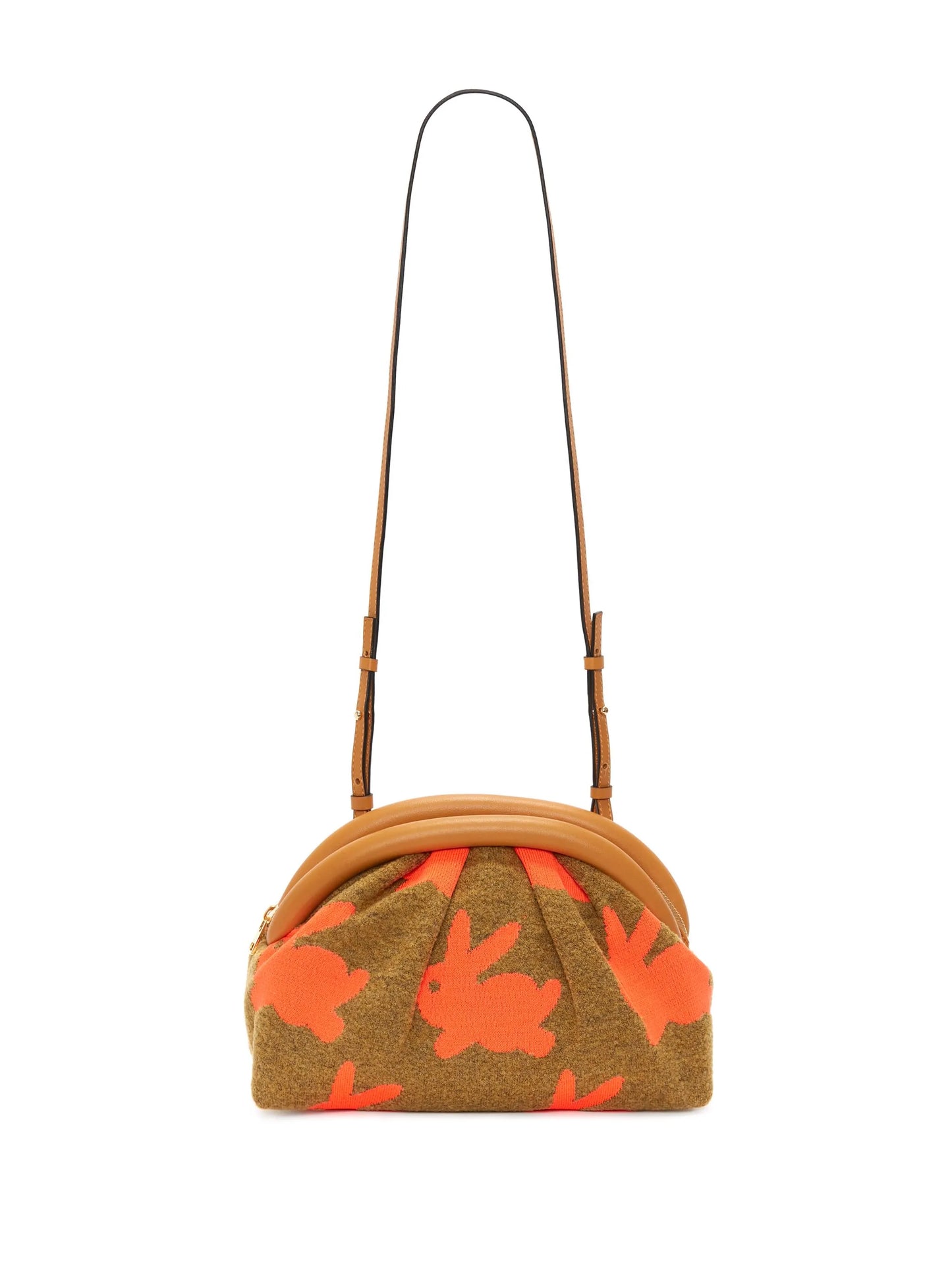 Bumper patterned-intarsia knit clutch bag