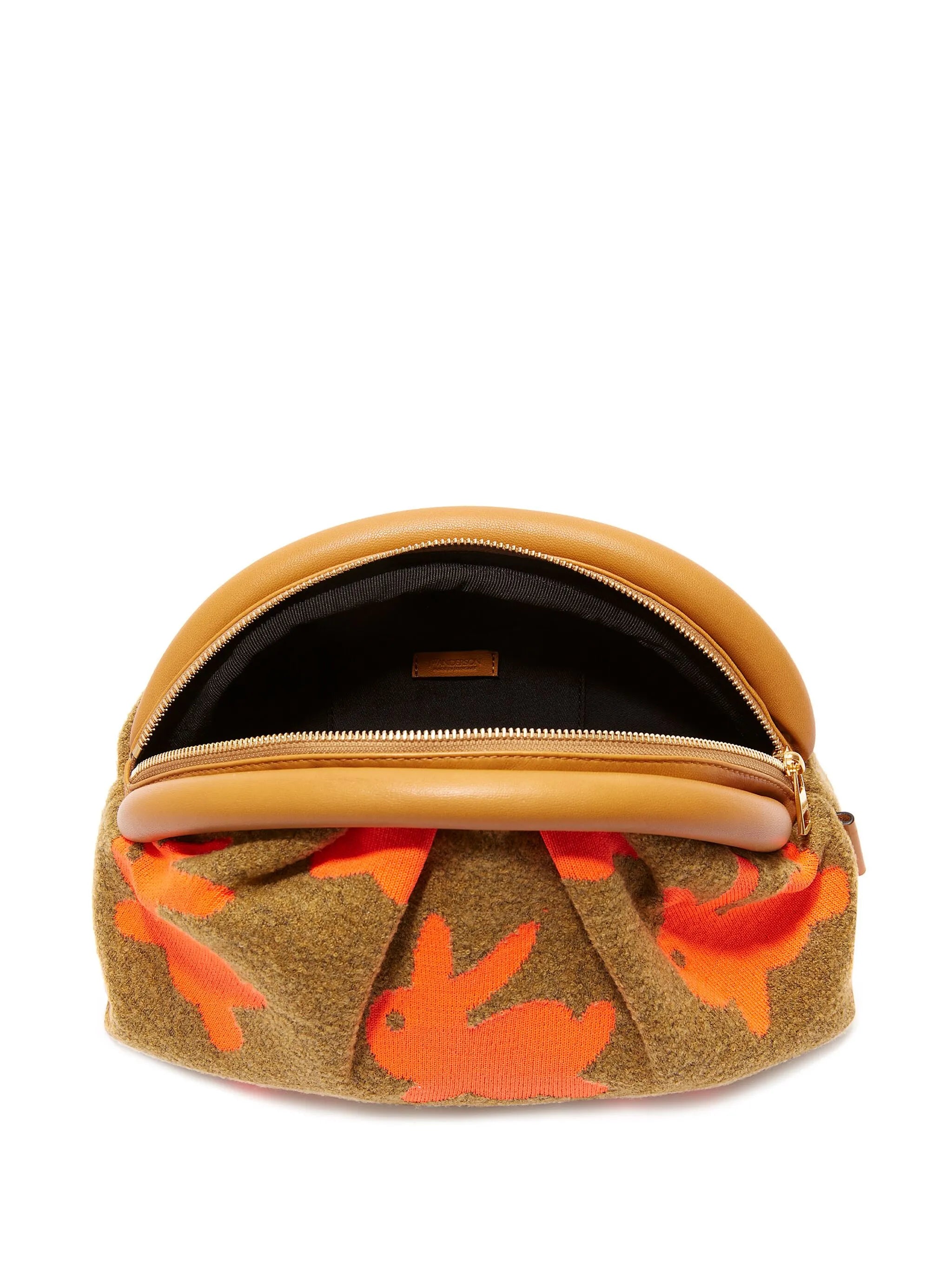 Bumper patterned-intarsia knit clutch bag