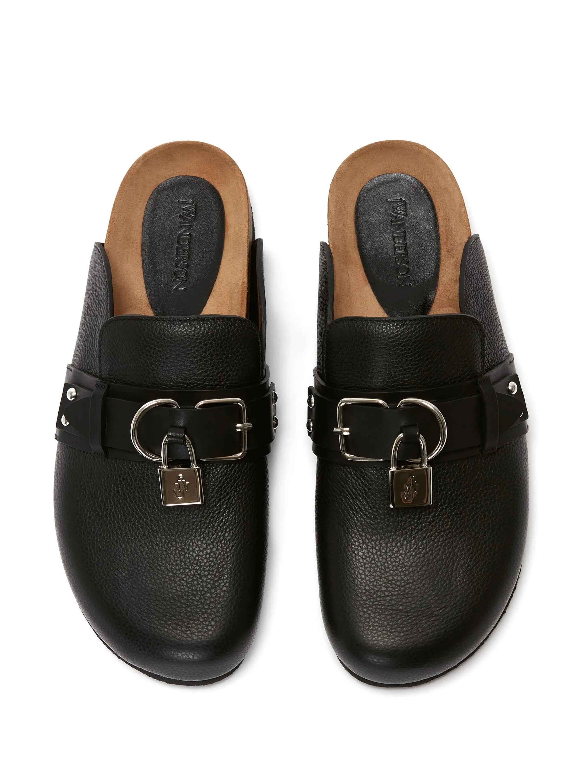 padlock leather mules