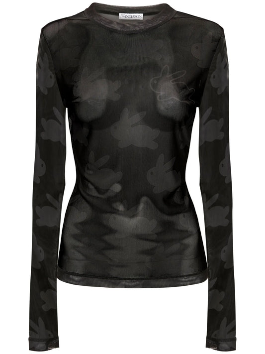 bunny-motif long-sleeve top