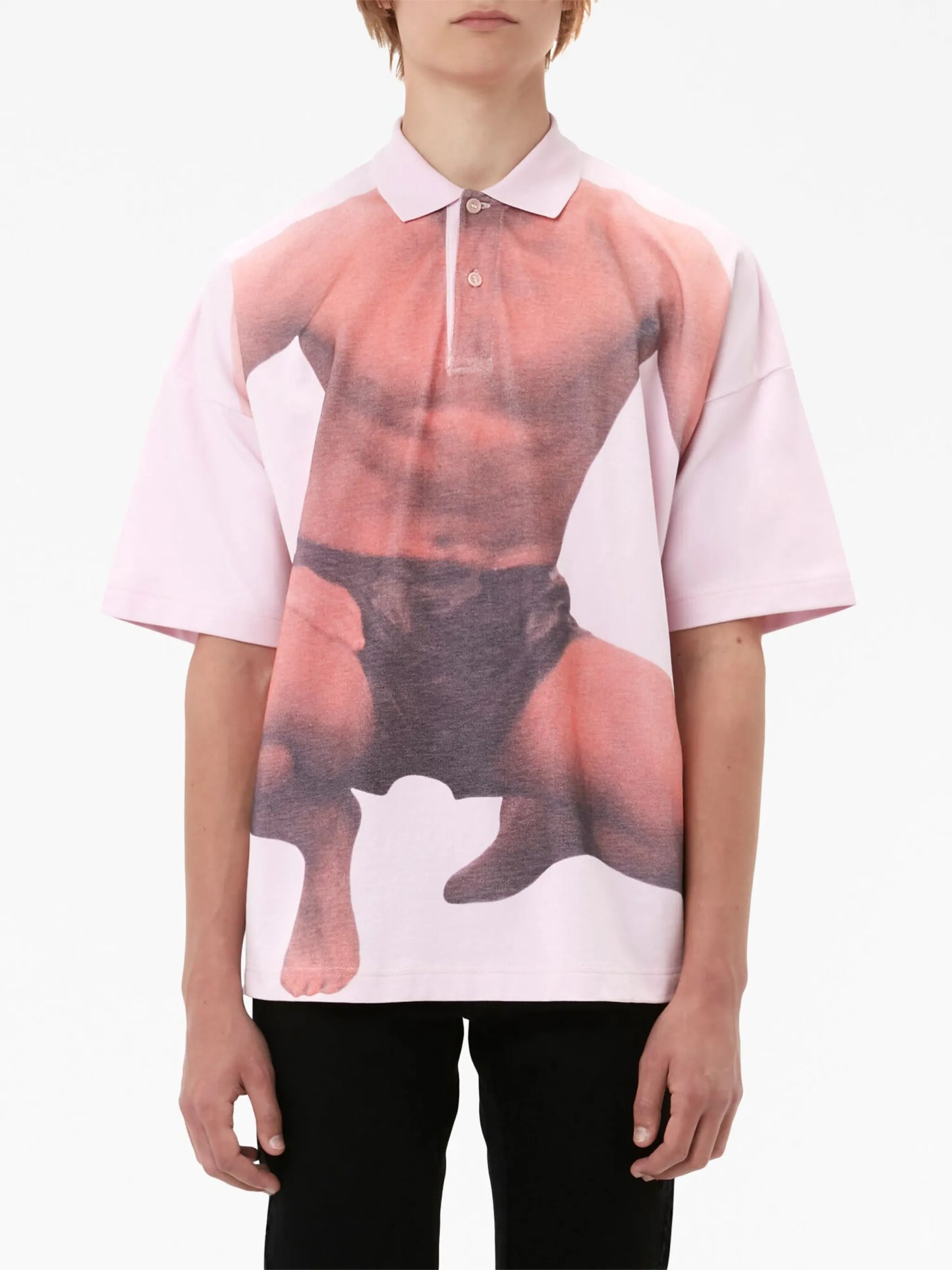 photograph-print cotton polo shirt