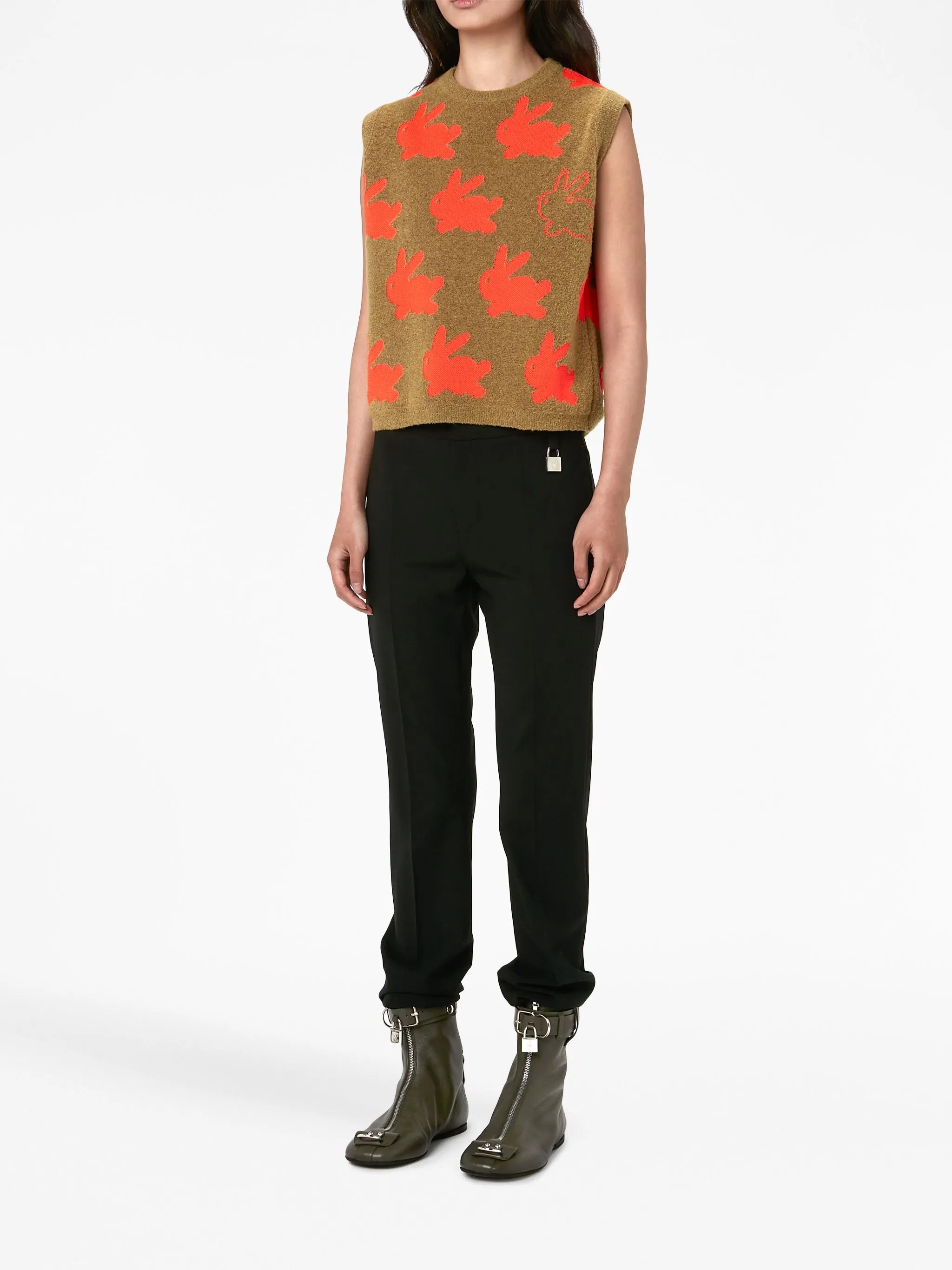 bunny-print knitted vest