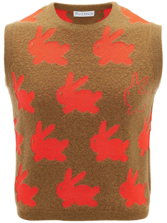 bunny-print knitted vest