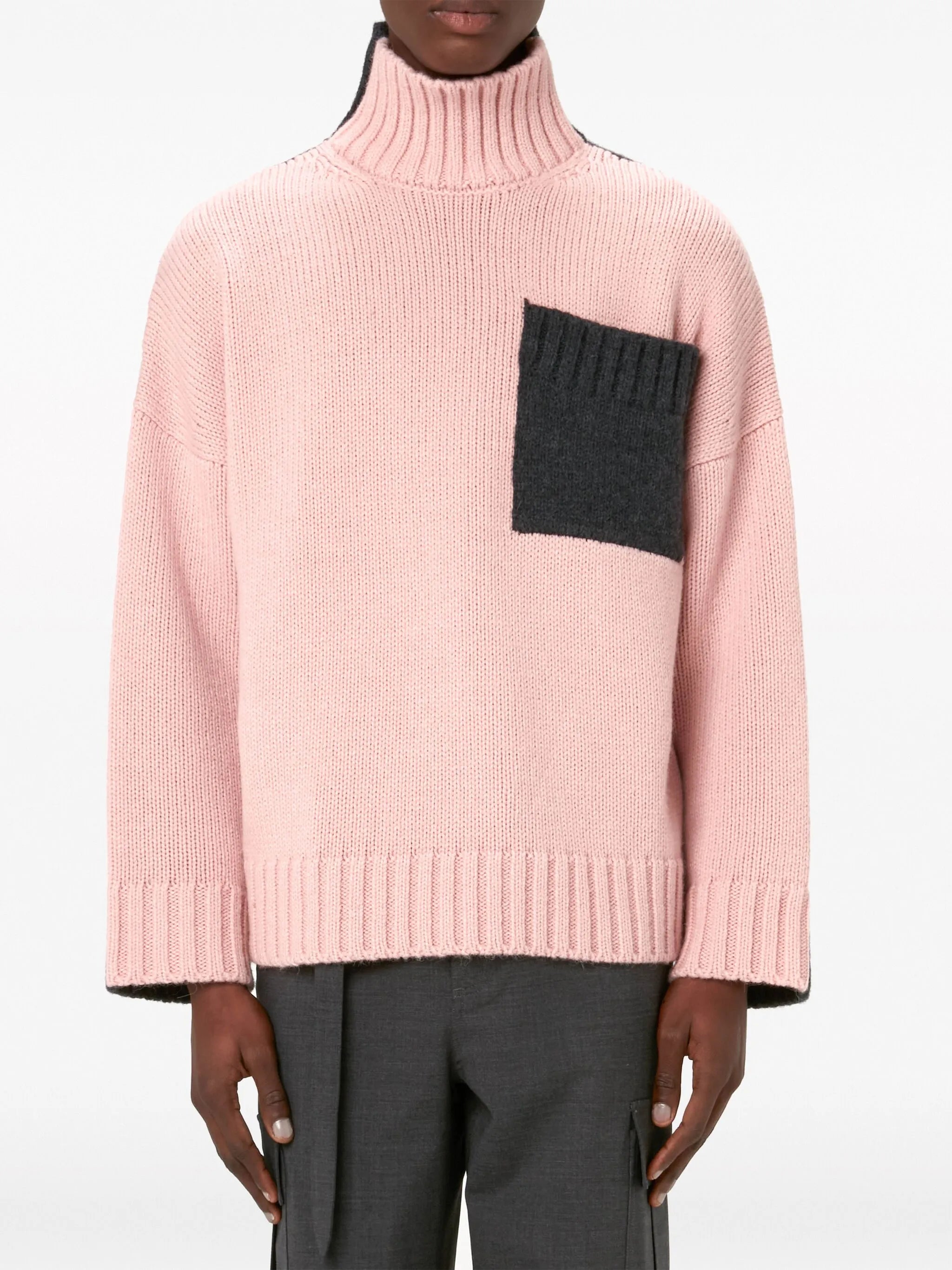 two-tone high-neck jumper