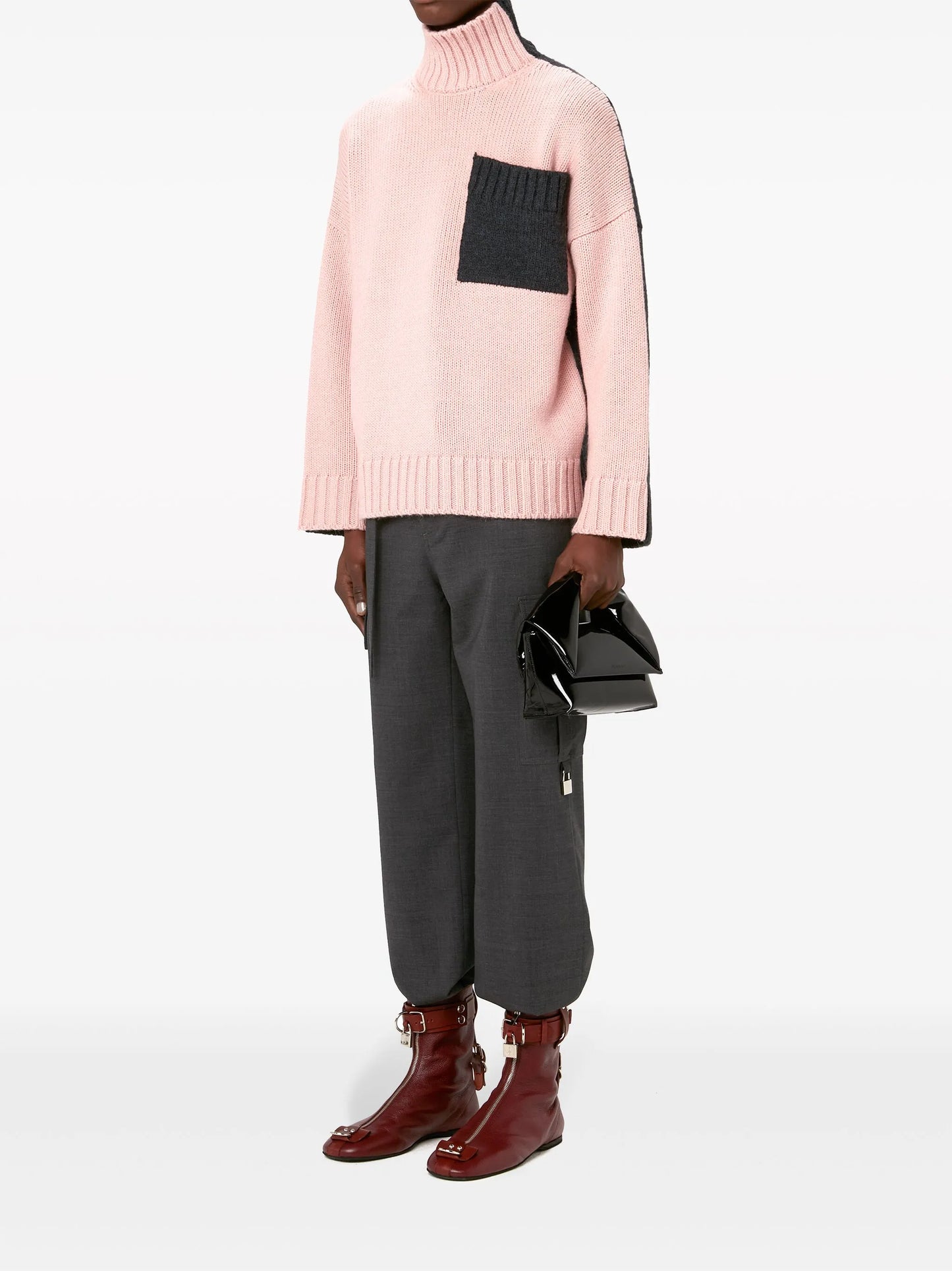 two-tone high-neck jumper