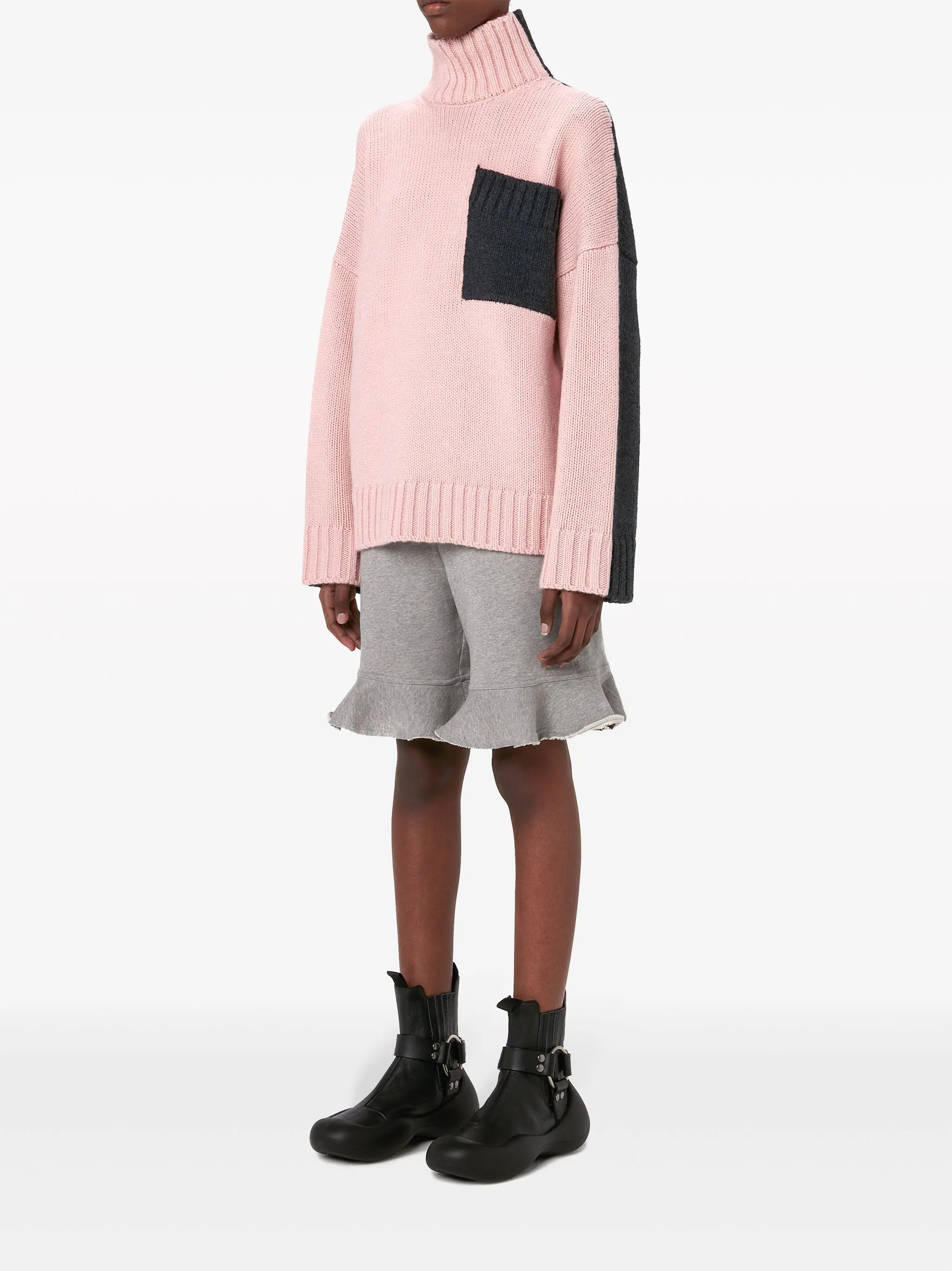 two-tone high-neck jumper
