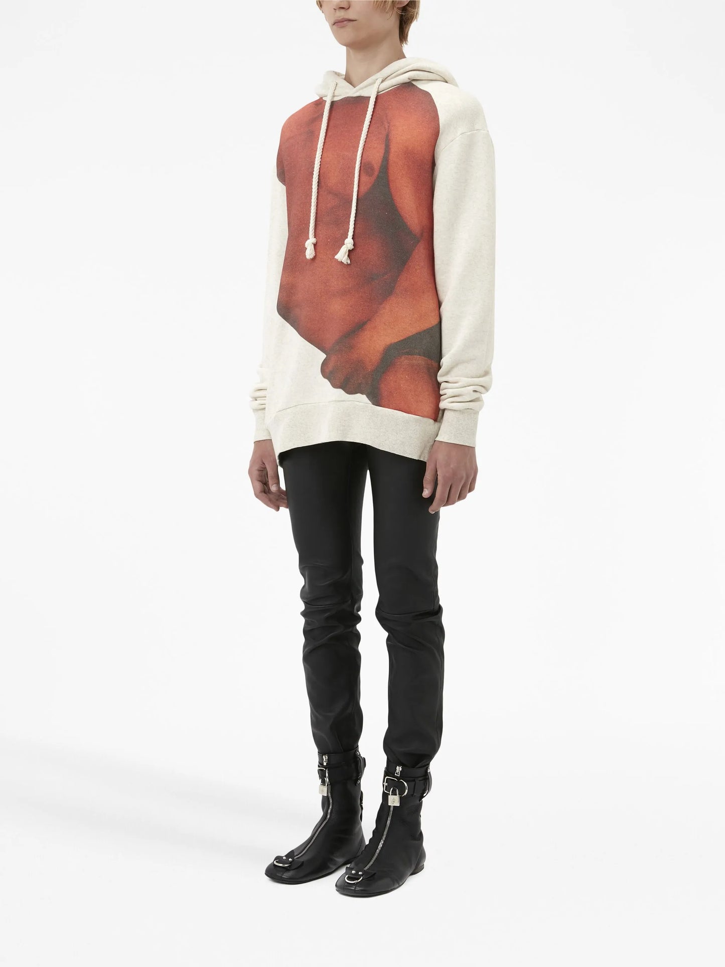 photograph-print cotton hoodie