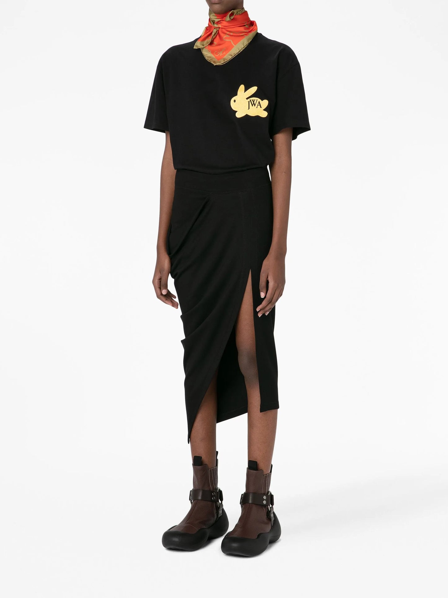 asymmetric draped skirt