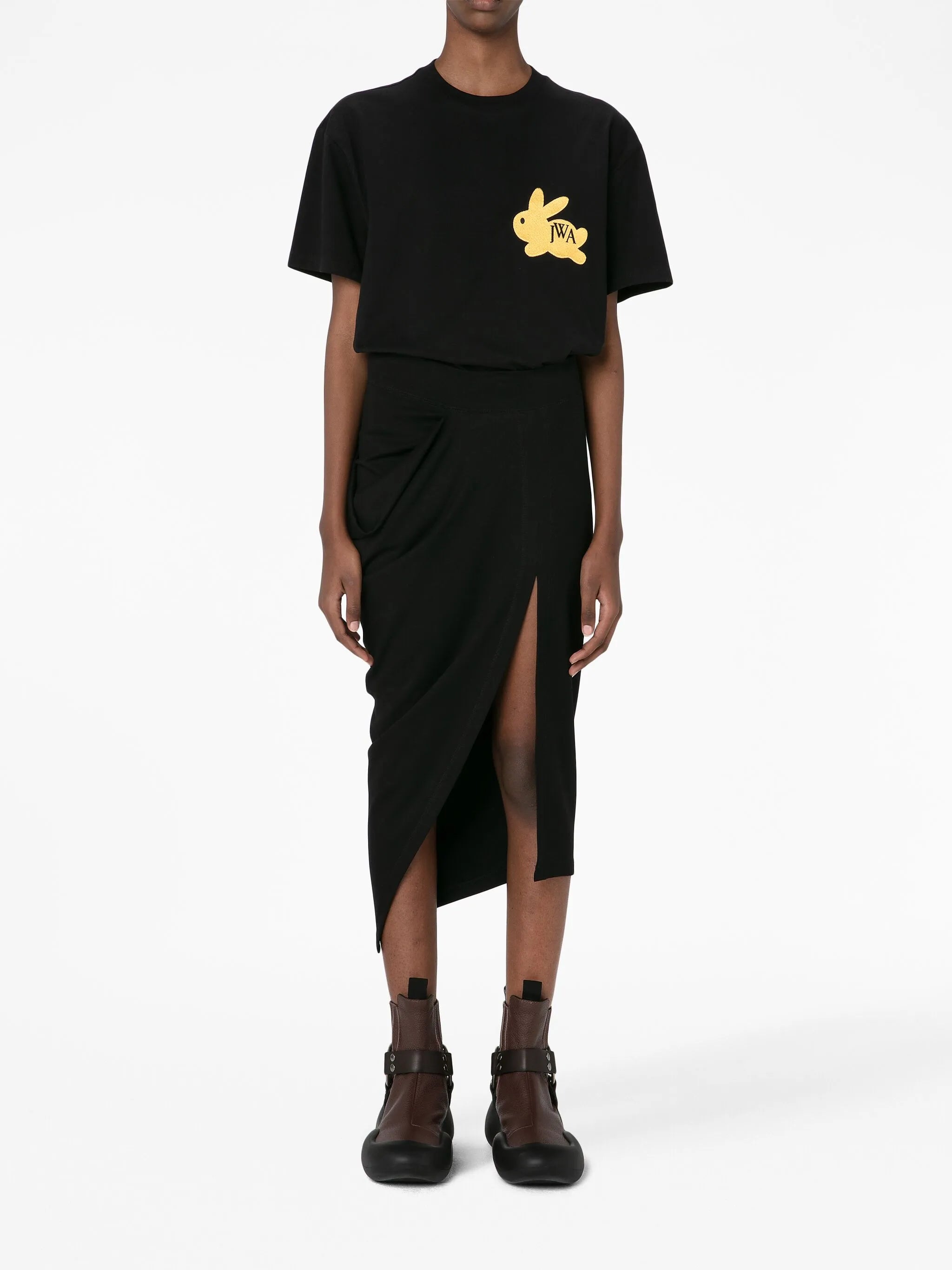 asymmetric draped skirt