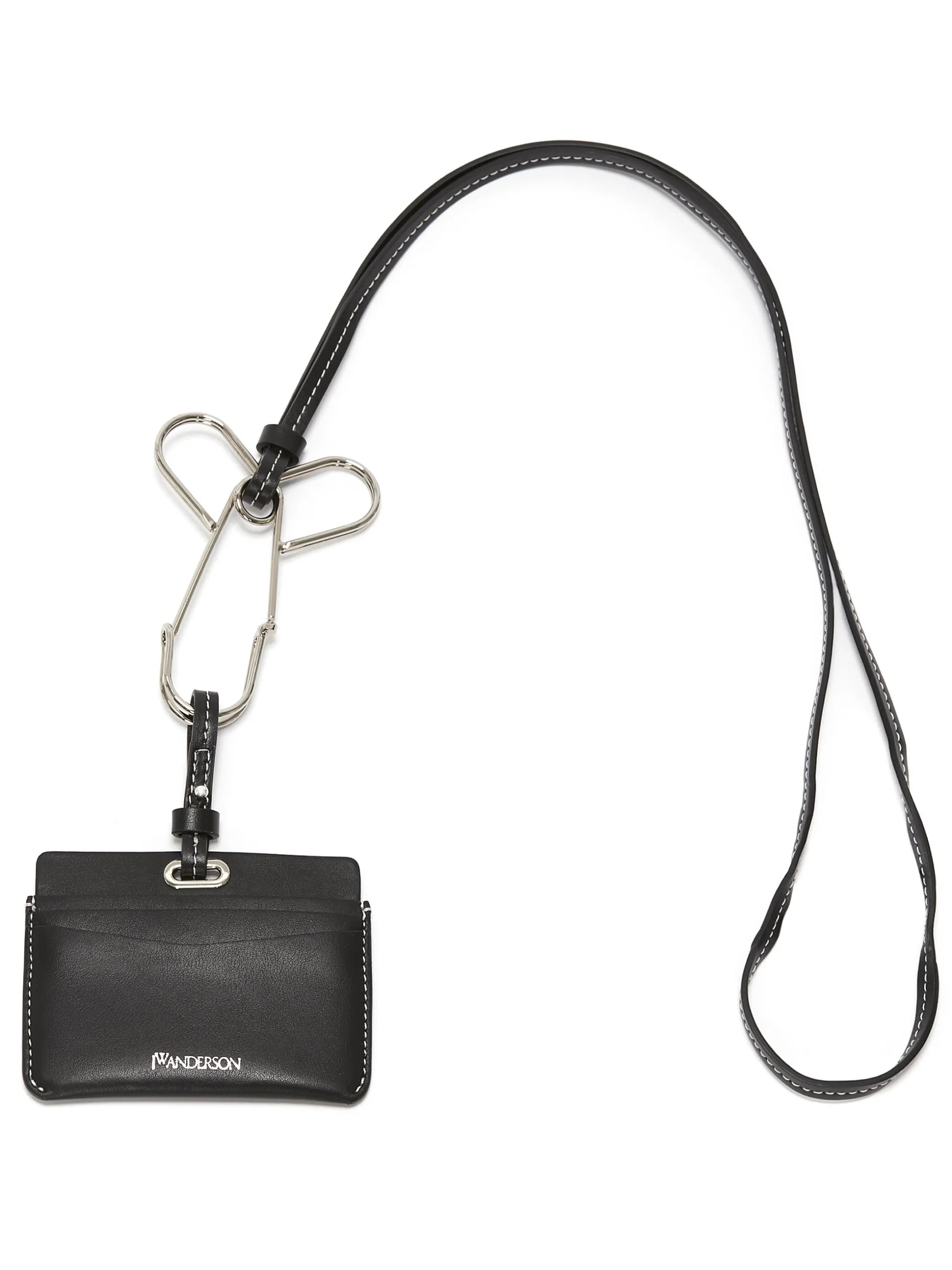 logo-print leather card holder