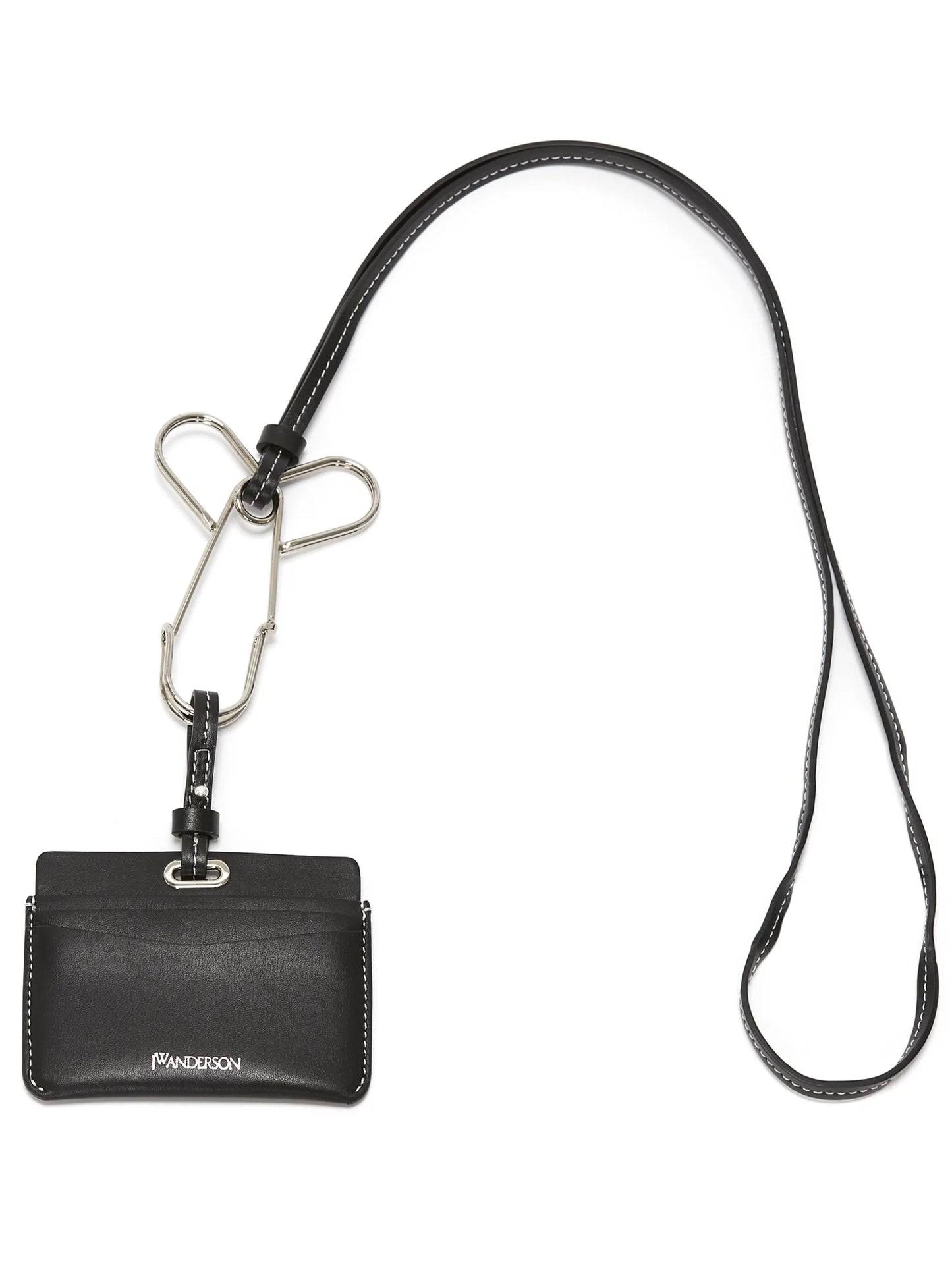 logo-print leather card holder
