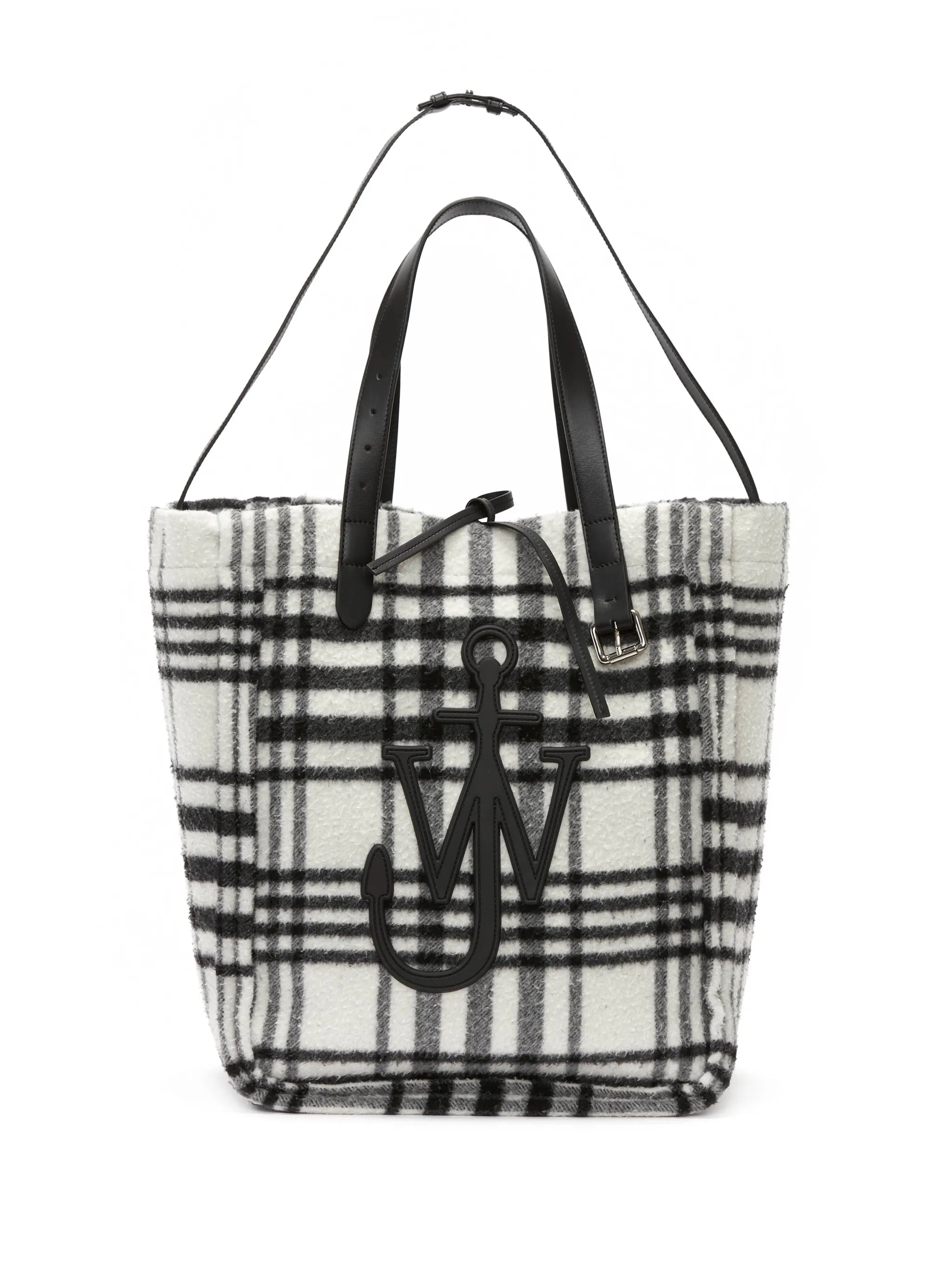 Belt check-print tote bag