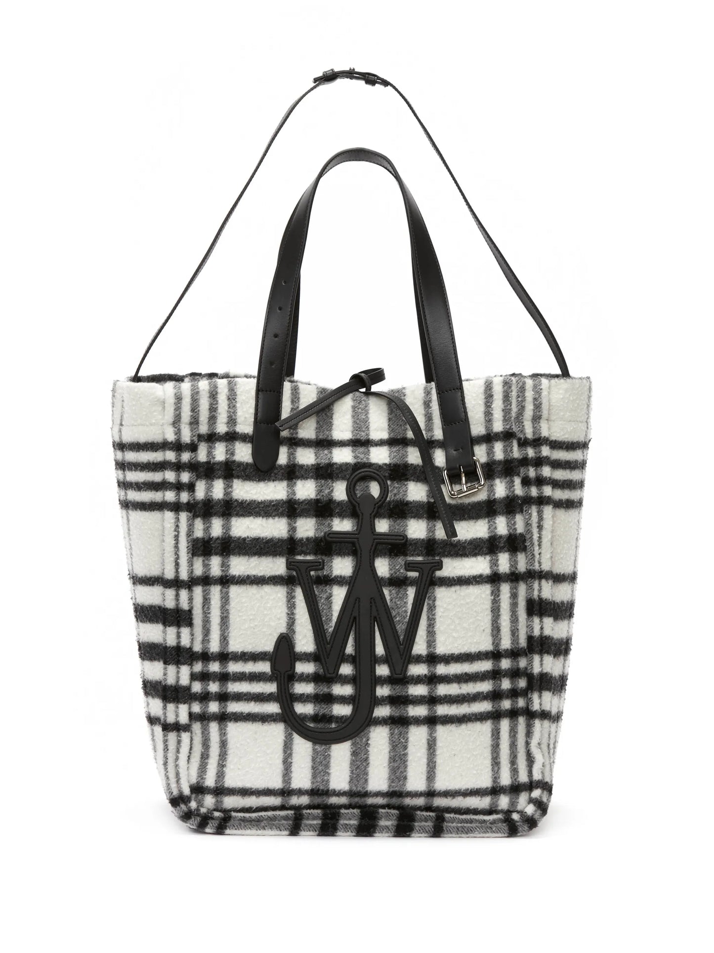 Belt check-print tote bag