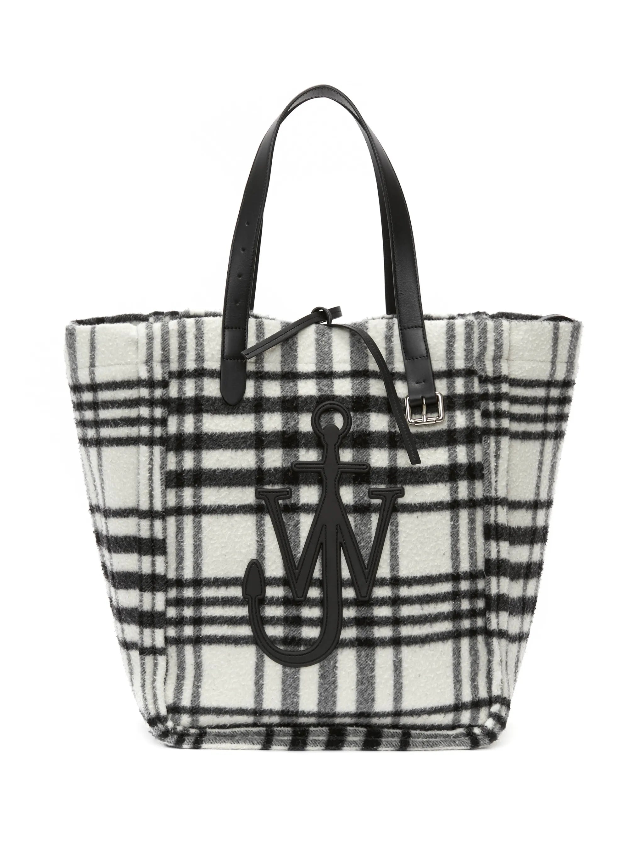 Belt check-print tote bag