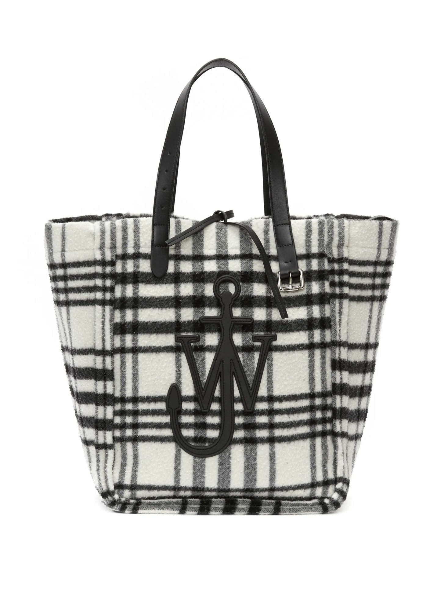 Belt check-print tote bag