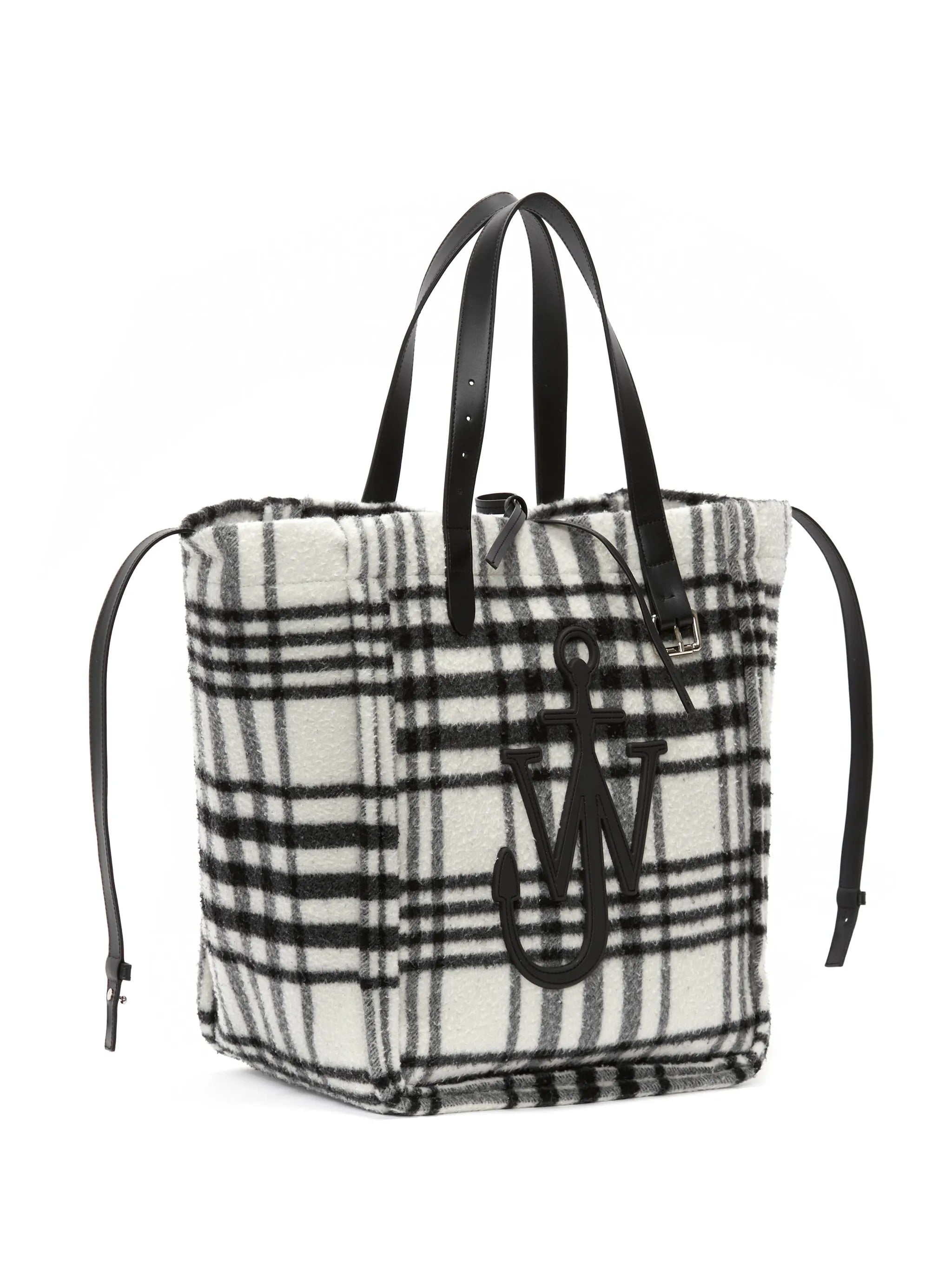 Belt check-print tote bag