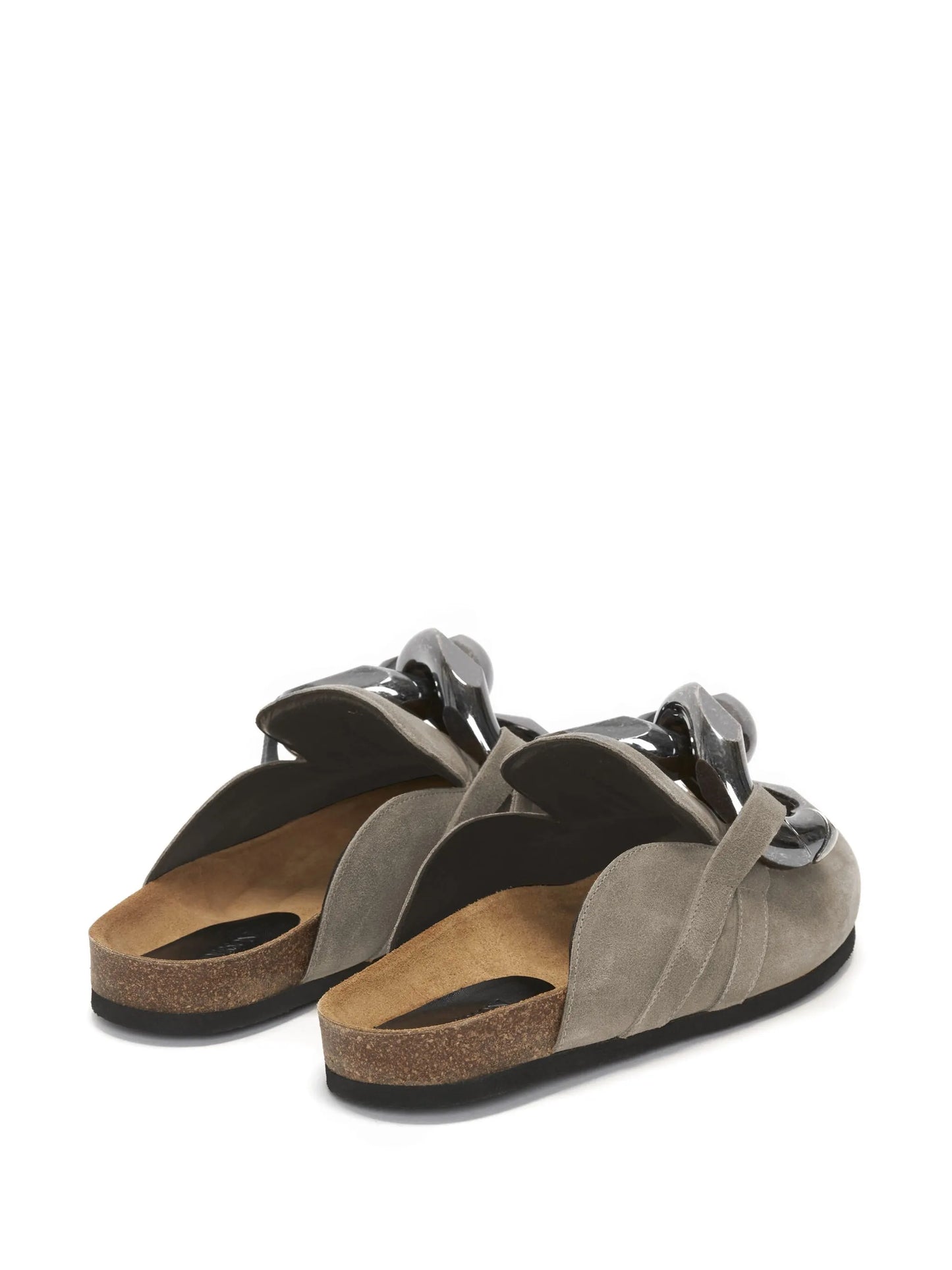 Chain suede mules