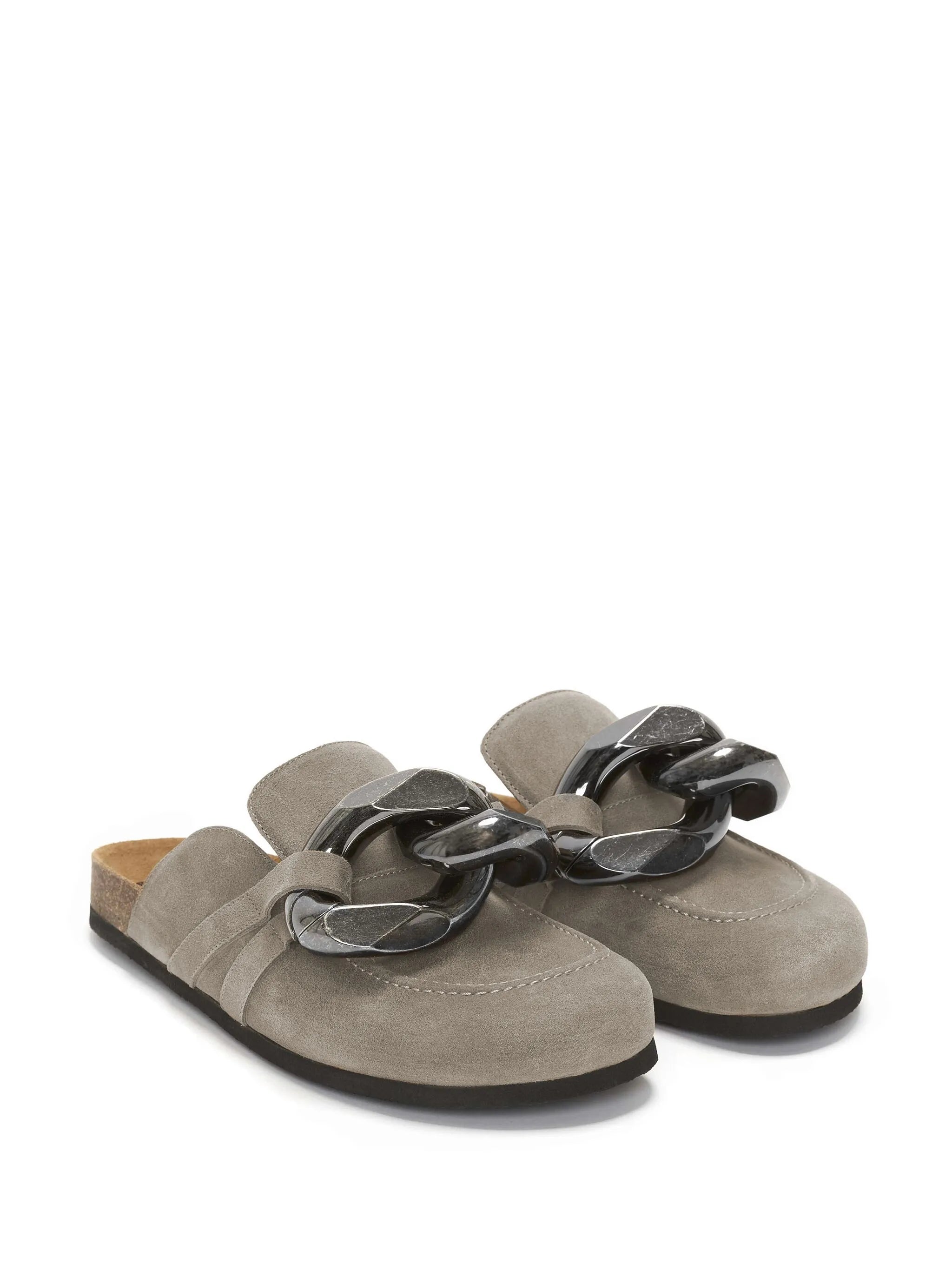 Chain suede mules