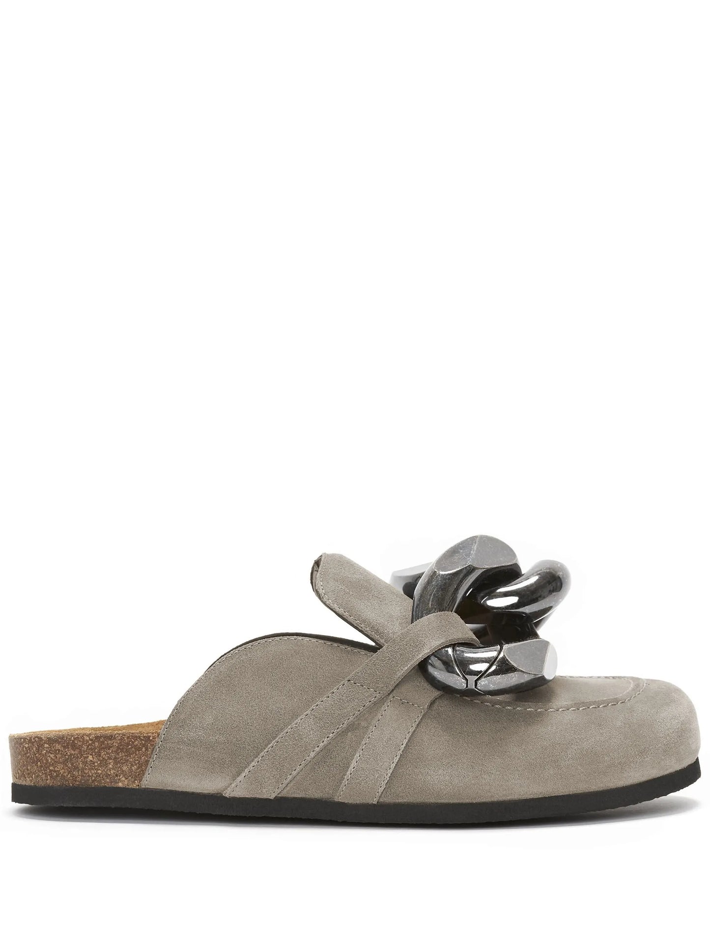 Chain suede mules