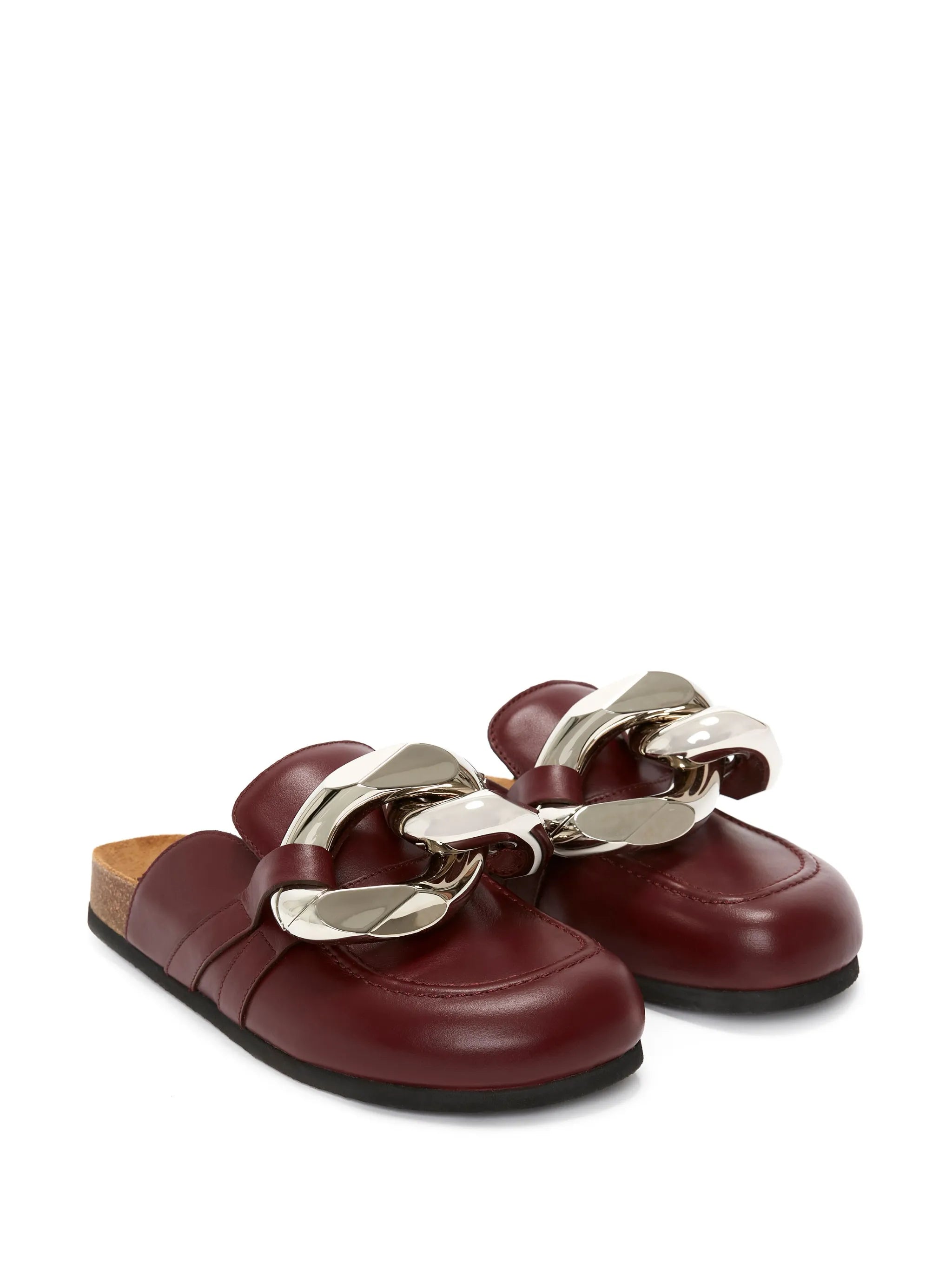 Chain leather mules