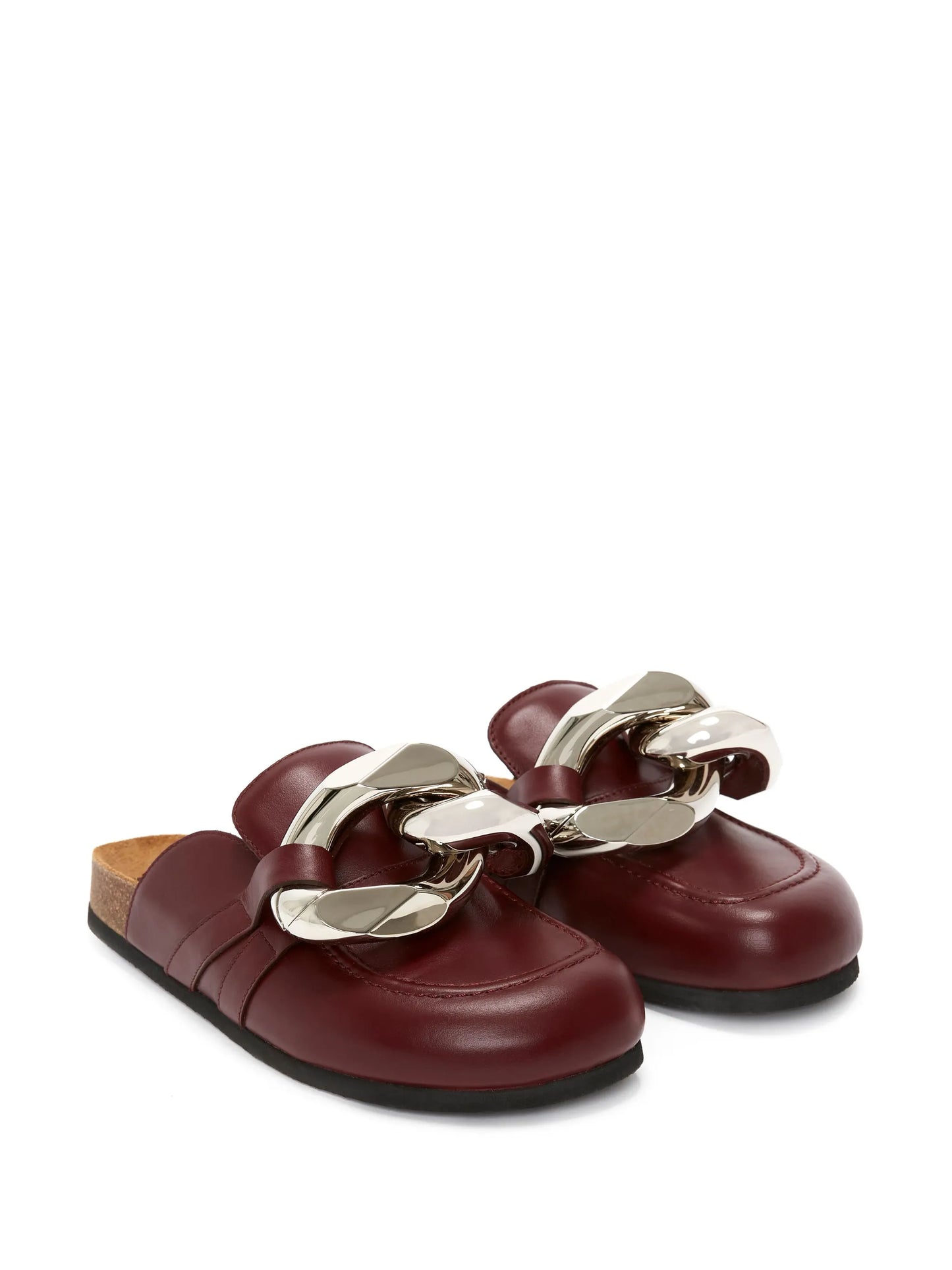 Chain leather mules