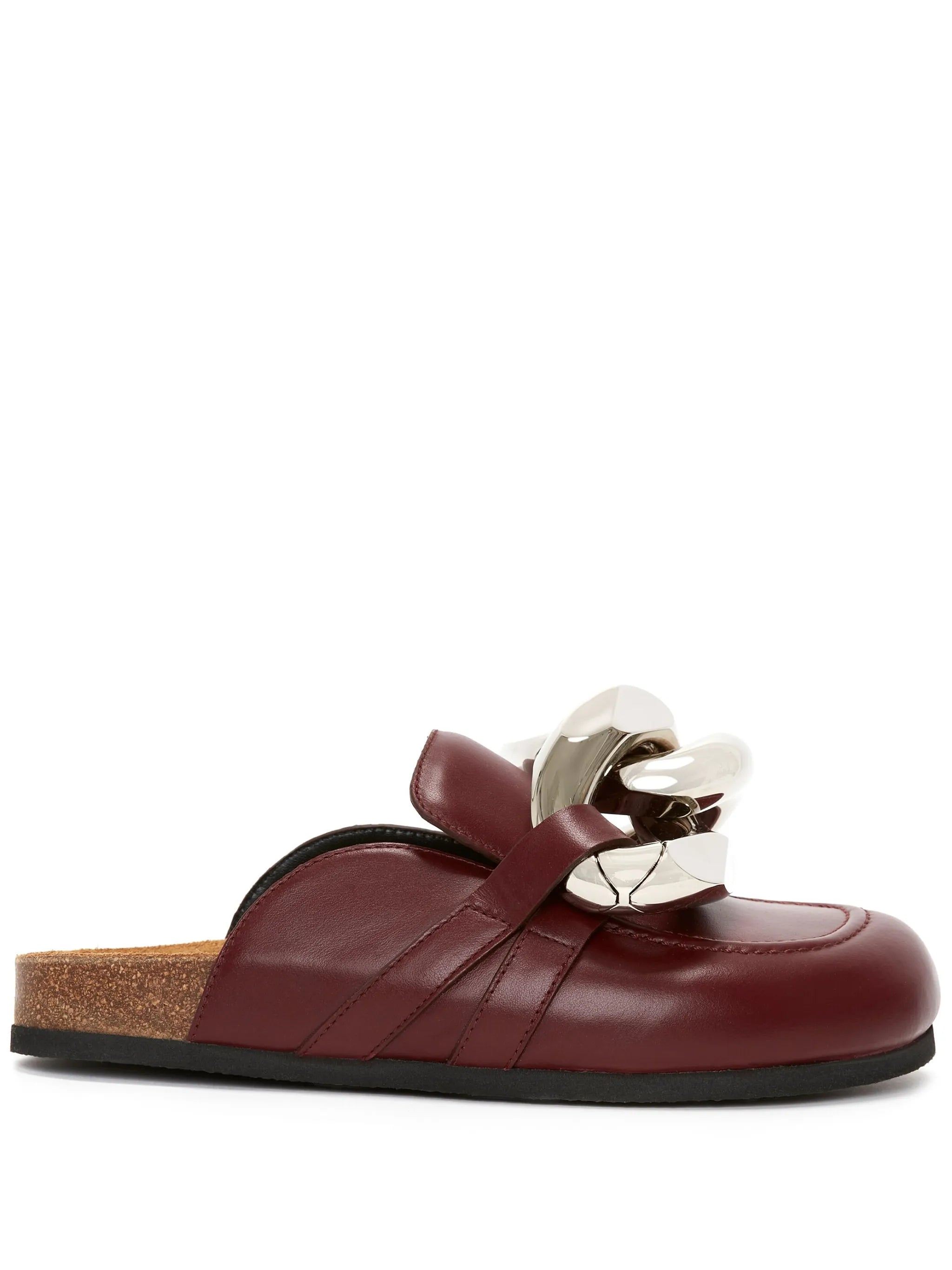Chain leather mules