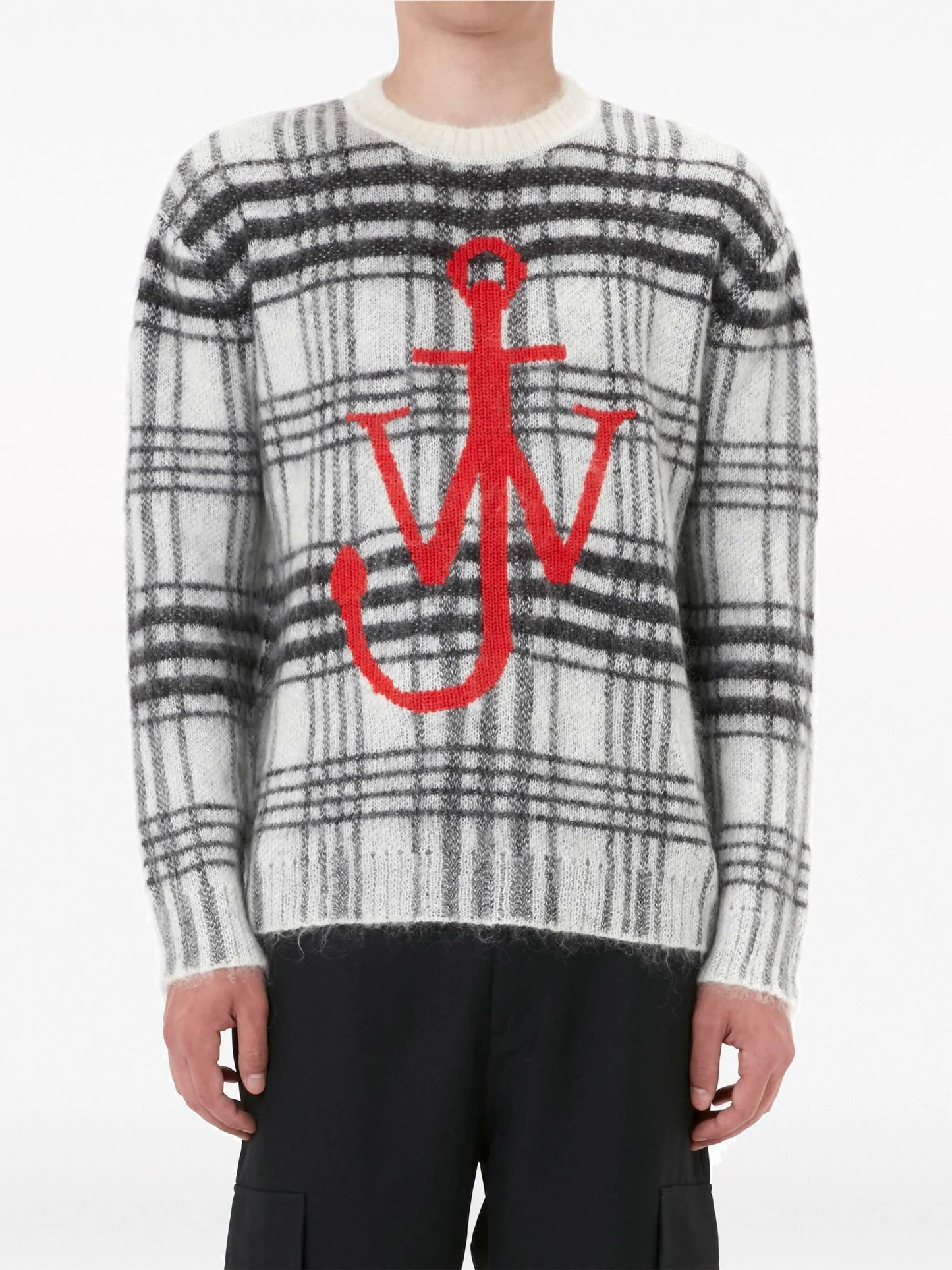 tartan-check crew-neck jumper