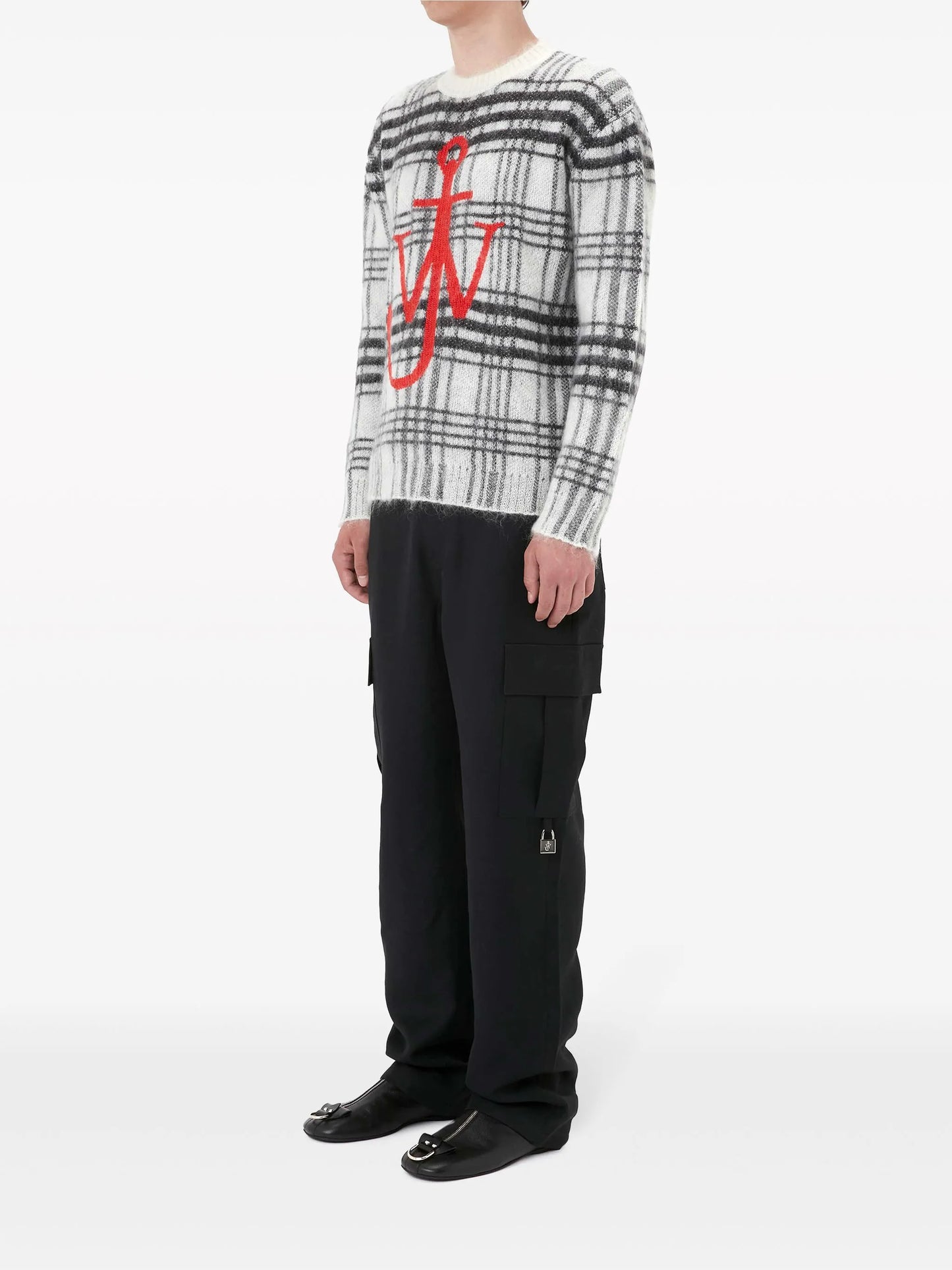 tartan-check crew-neck jumper