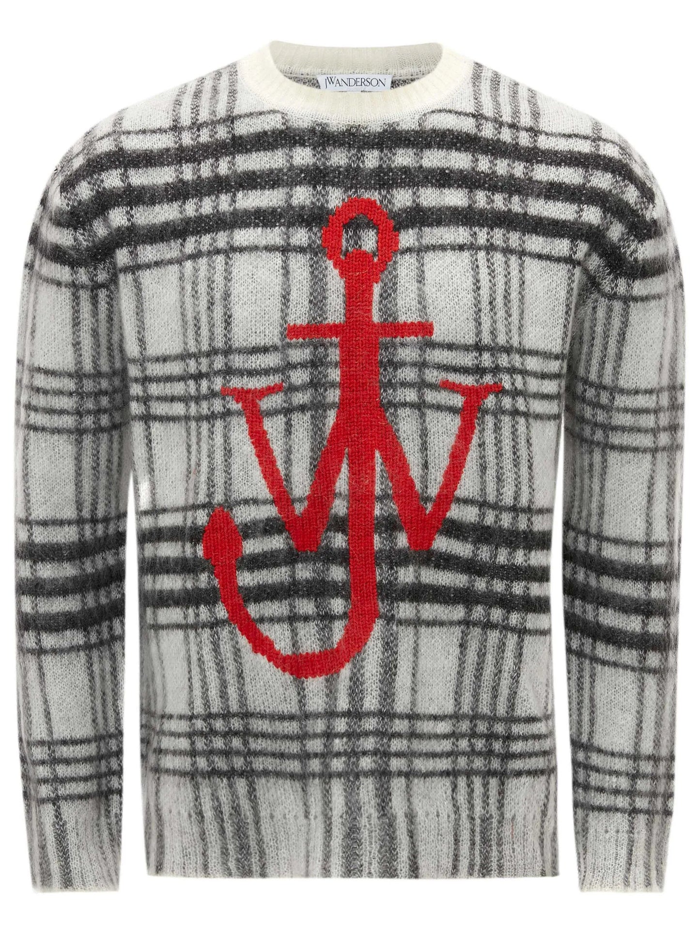 tartan-check crew-neck jumper
