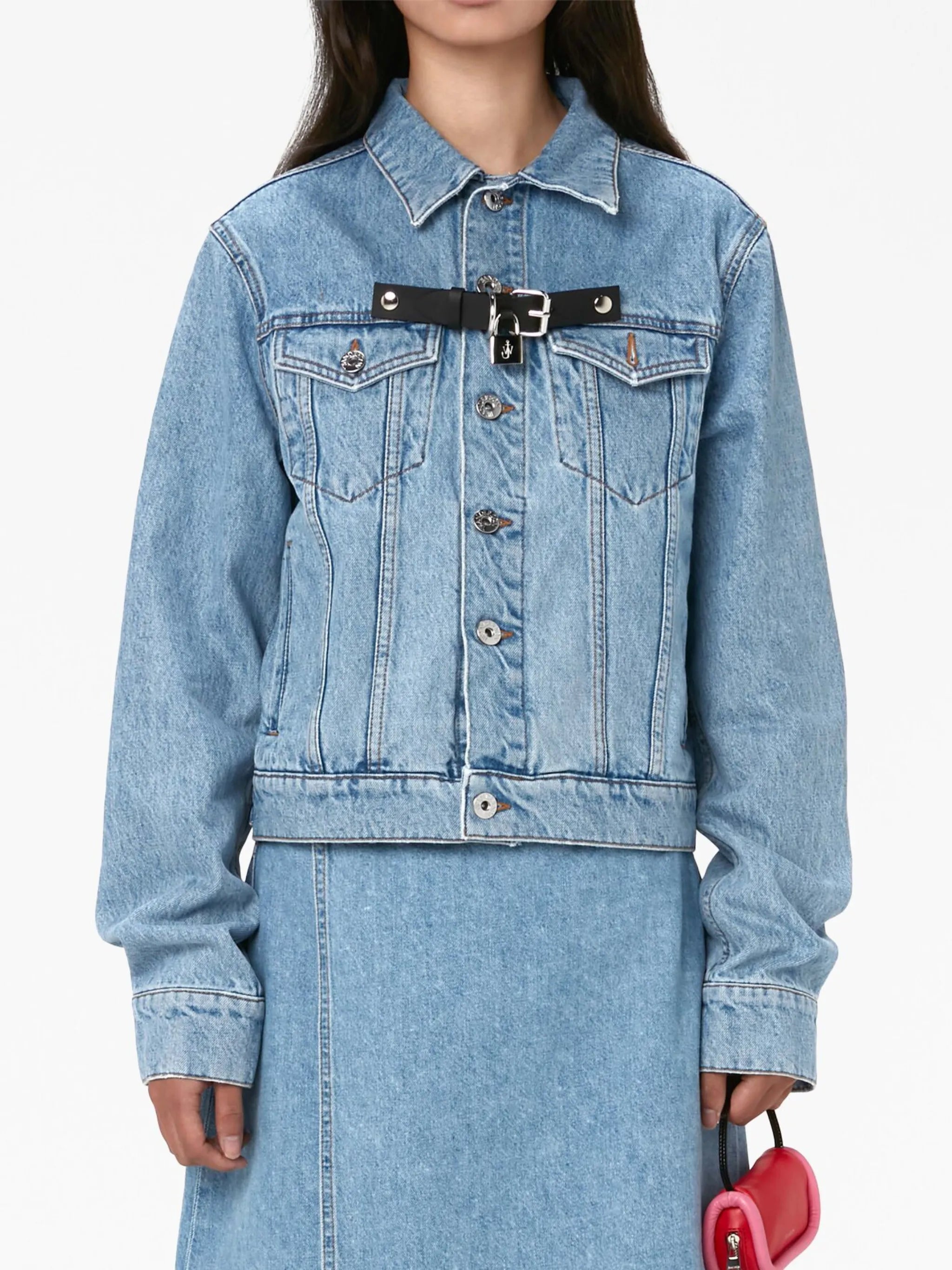 padlock strap trucker jacket