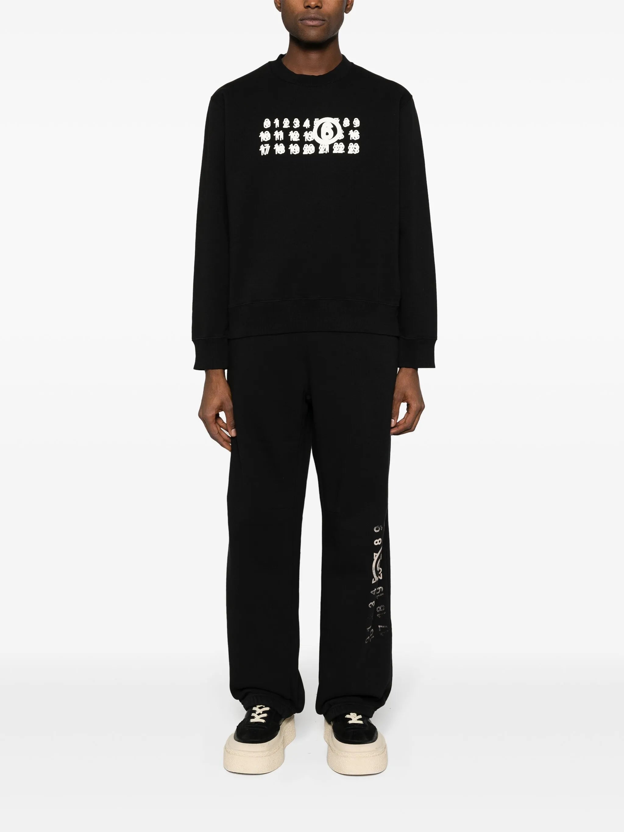 numbers-print crew-neck sweatshirt