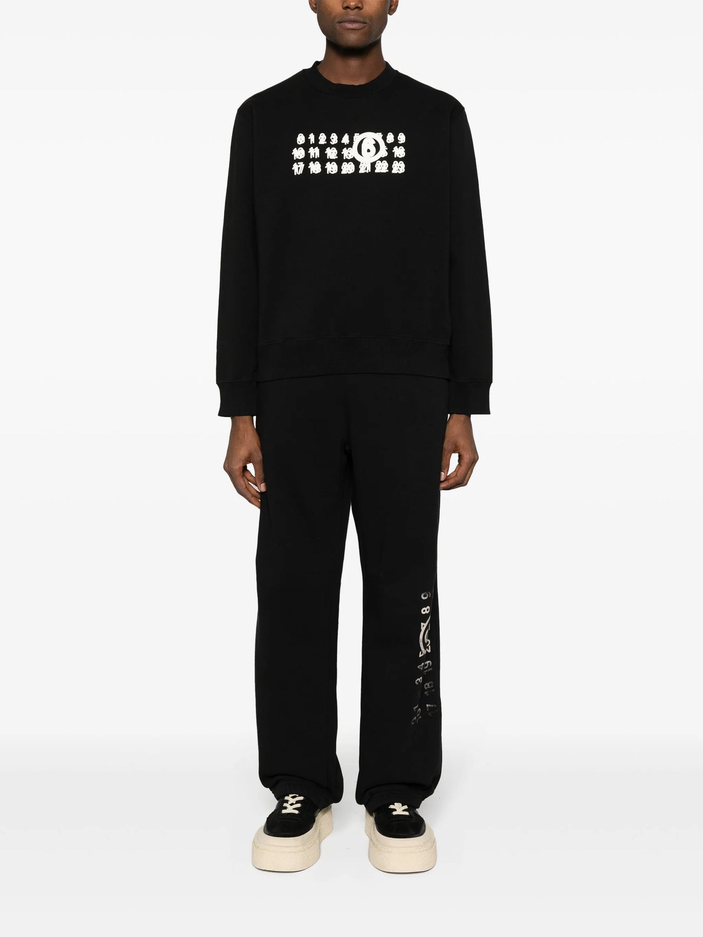 numbers-print crew-neck sweatshirt