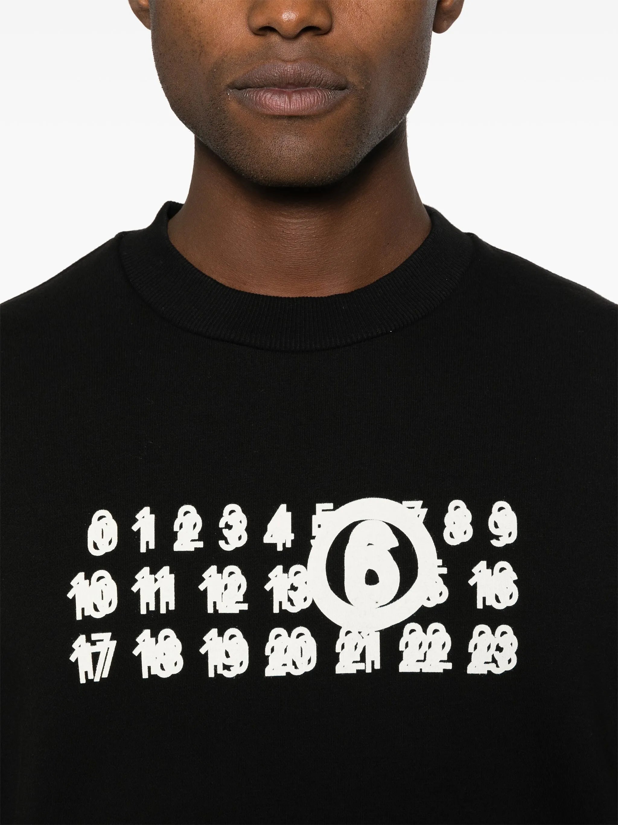 numbers-print crew-neck sweatshirt